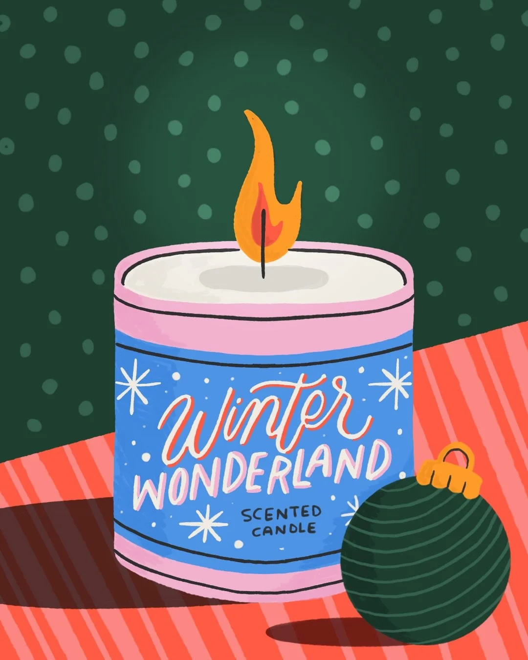 Prompt 4 for Frostive &amp; Festy art challenge: Cobalt + Candles ❄️✨ #illustration #illustrator #lettering #handlettering #procreate #design #frostyandfestive2025