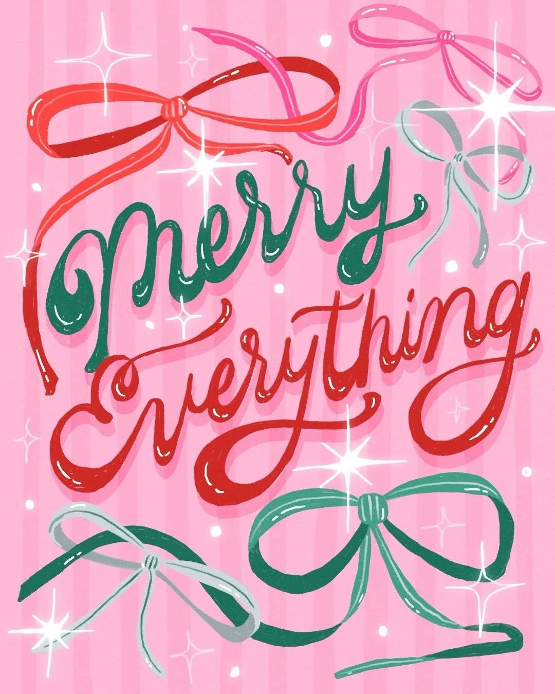 Prompt 3 for Frosty &amp; Festive art challenge: Merry + Mint 🎀🎁 #illustration #digitalart #illustrator #handlettering #lettering #ipadprocreate #procreateart #frostyandfestive2025