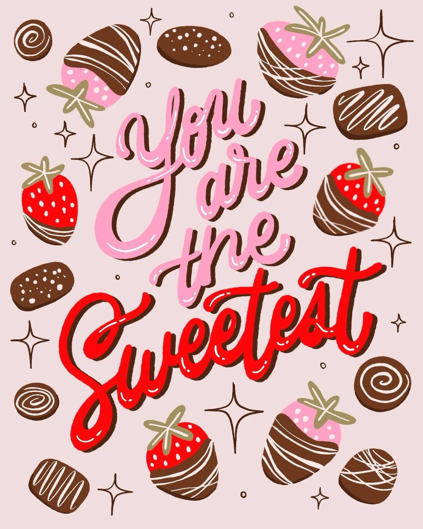 I just love making Valentine&rsquo;s Day art 💖 send this to a sweetie 🍓 #valentines #lettering #illustration #procreate