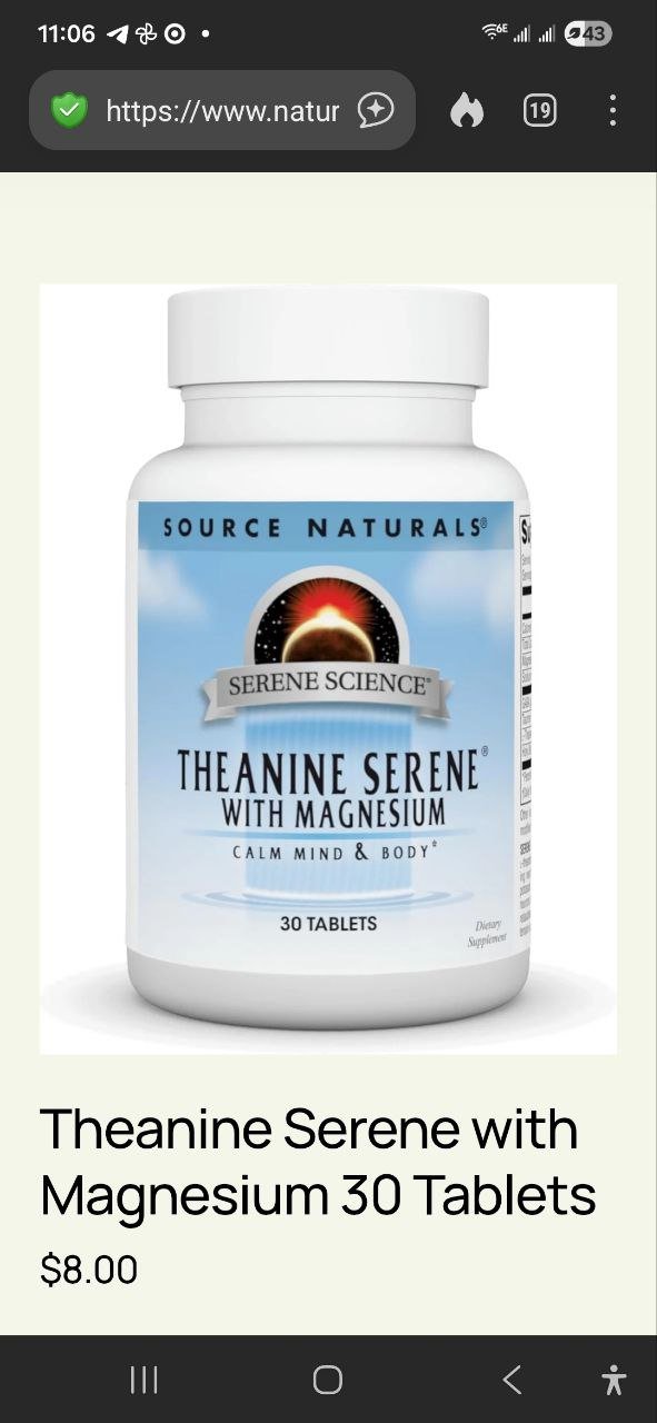 Theanine Serine with magnesium- by Source Naturals- 30 tablets