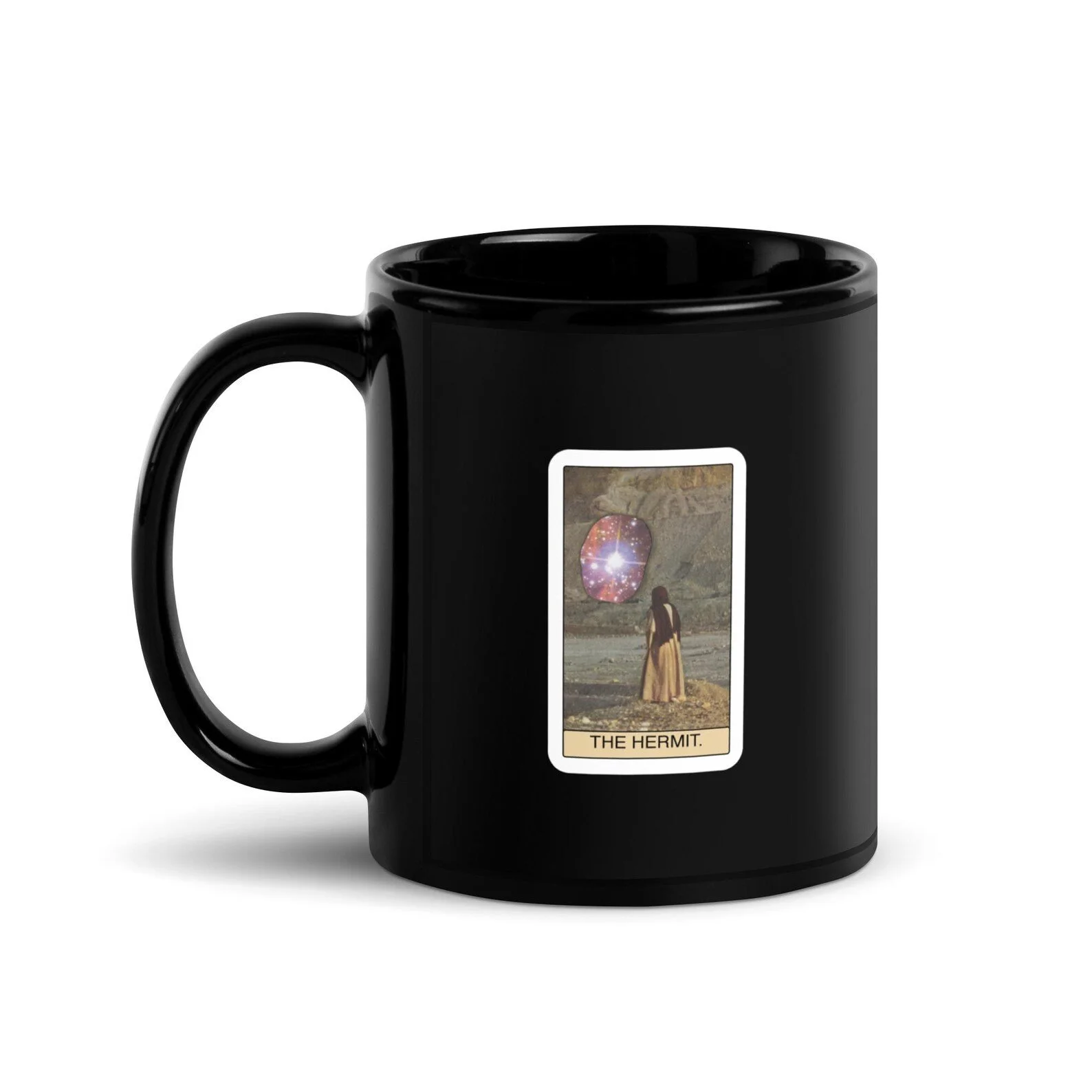 The hermit tarot card mug - Black Glossy Mug