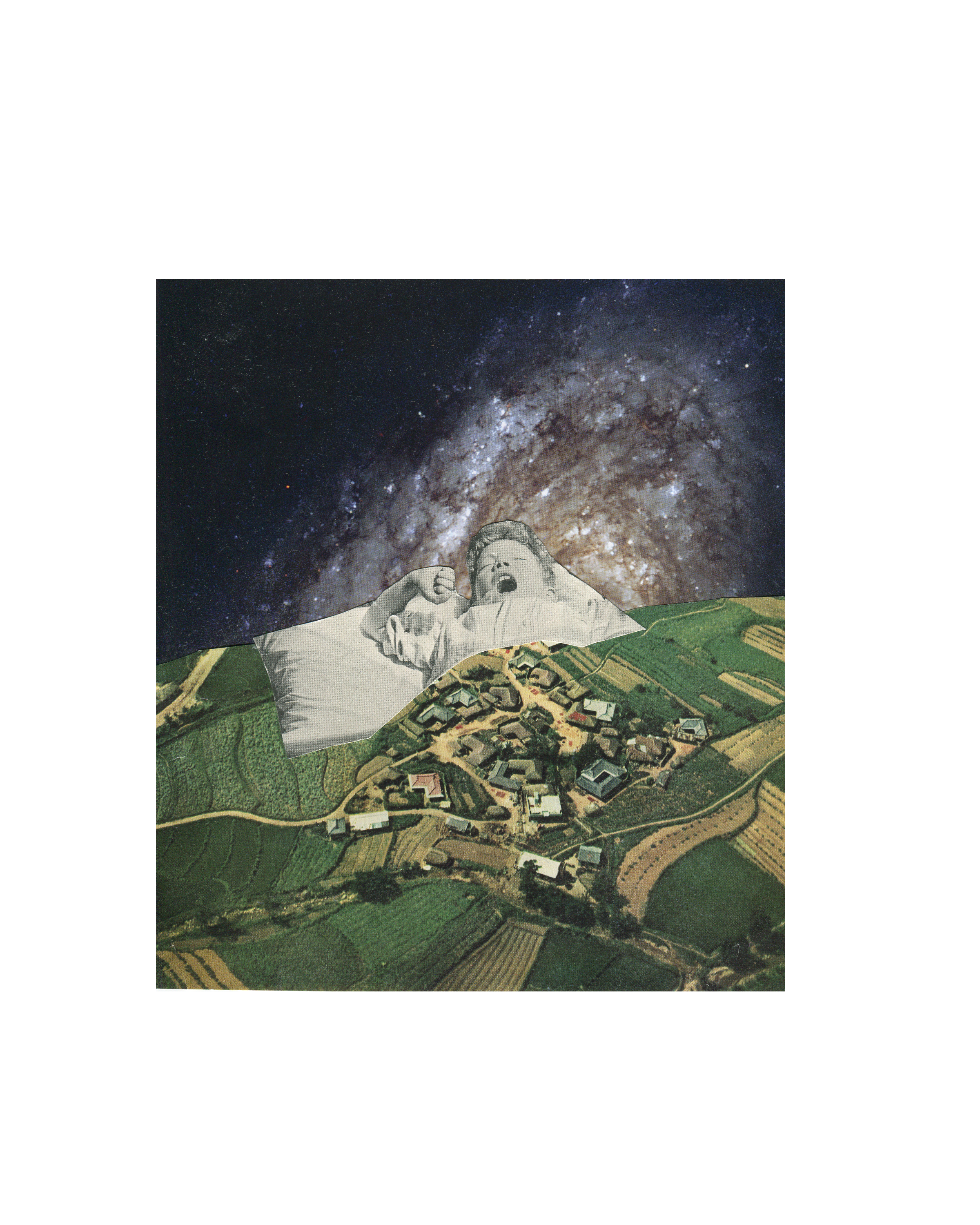 Waking up in a dream original collage
