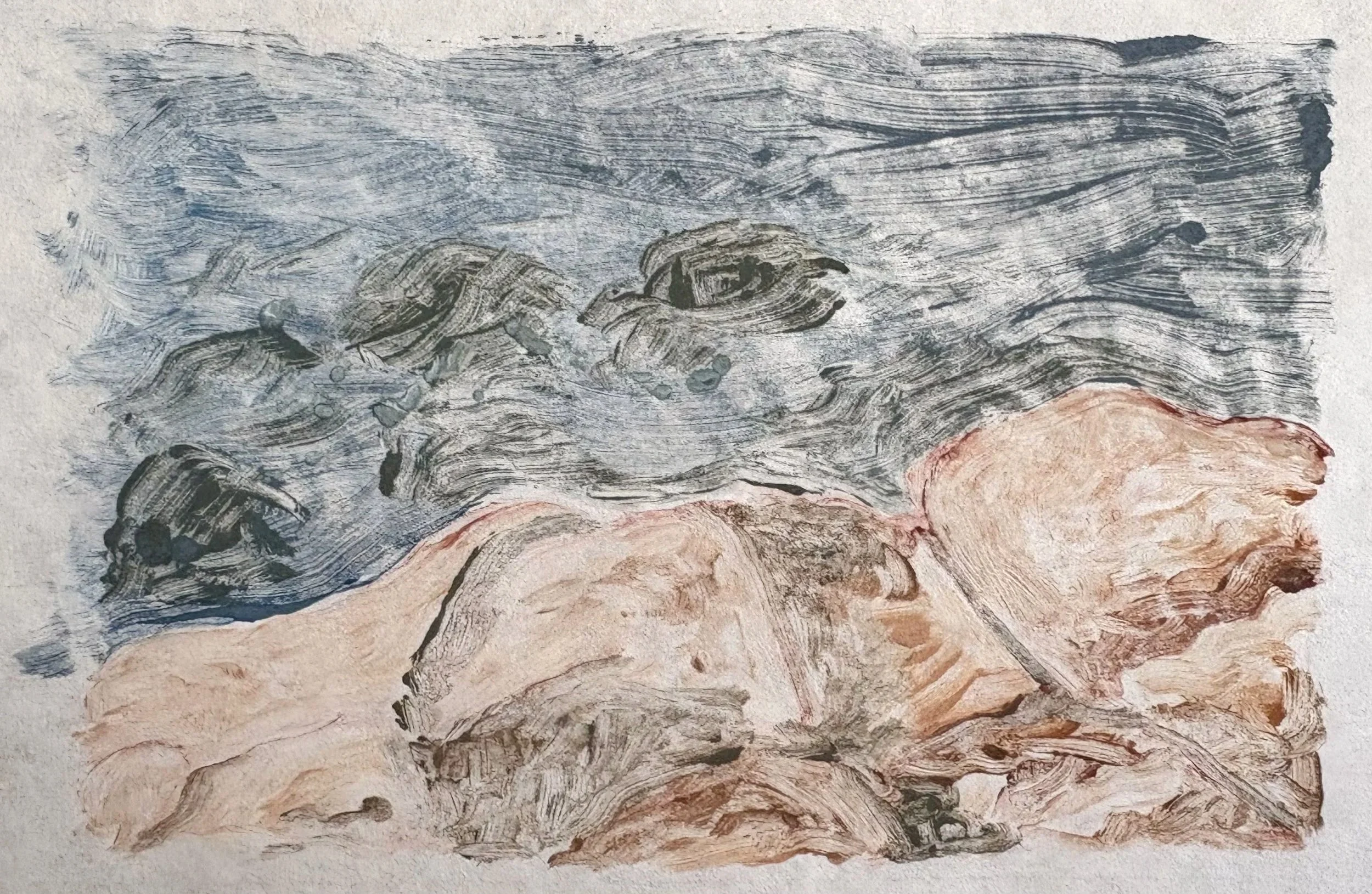 Sea and Rocks, 2025
Monotype on Japanese paper
4x6 inches