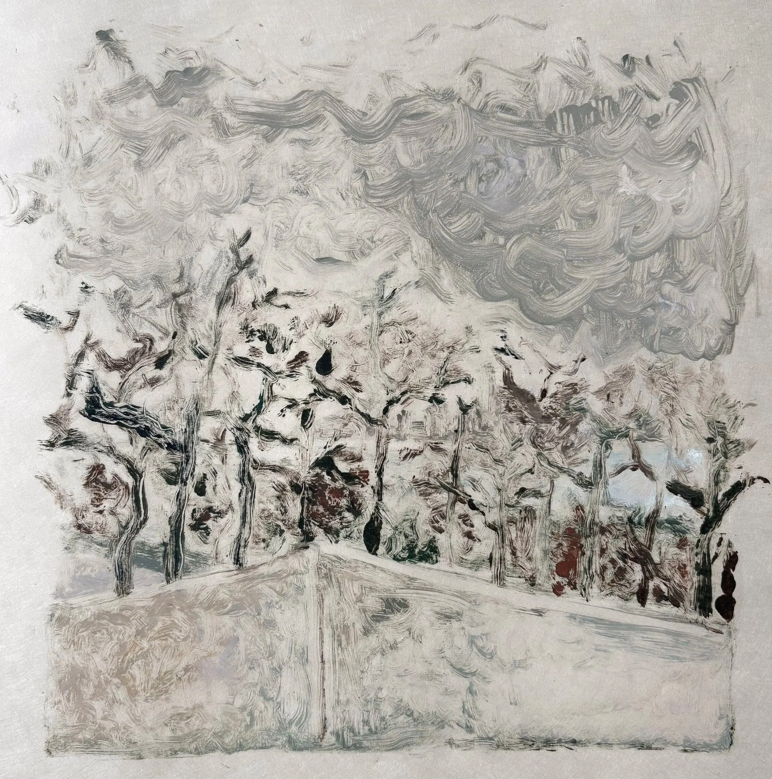 View of Central Park, 2026
Monotype on Kitakata paper
10x10 inches
