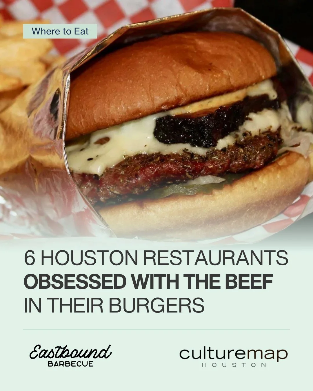 Good taste gets noticed. 🍔

@eastboundbarbecue featured in @culturemaphou's latest Burger Roundup. Link in bio for the full feature.
