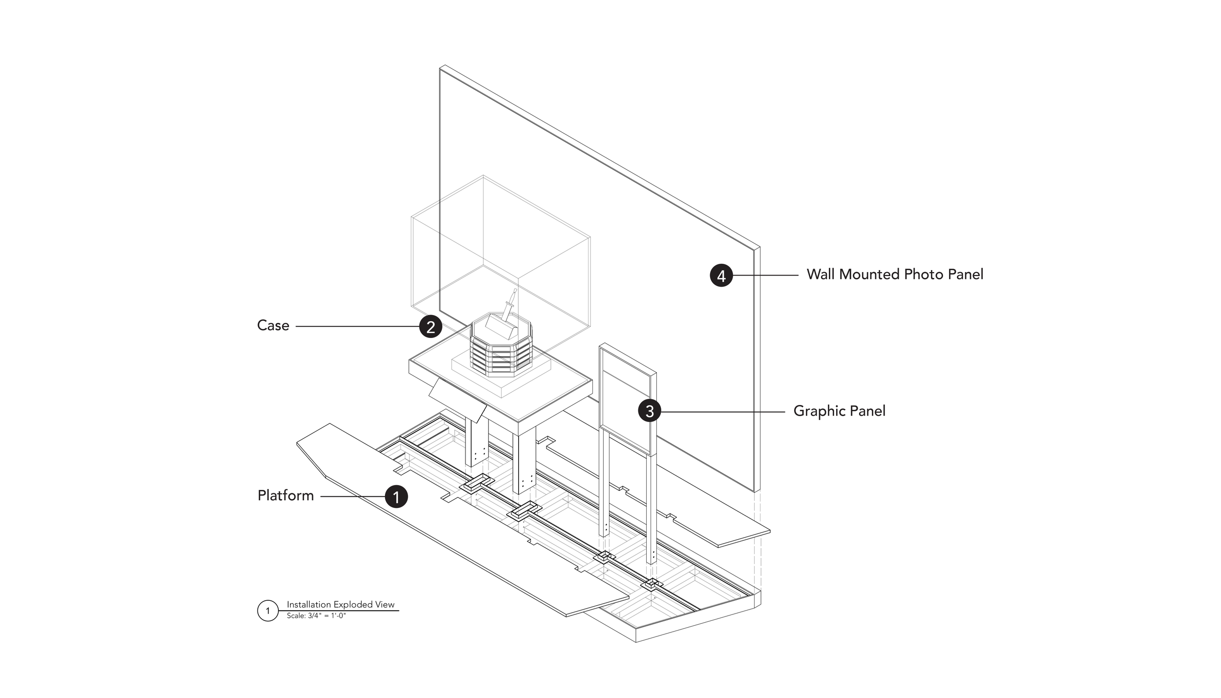 Exploded diagram showing the components and construction of the East Triangle installation