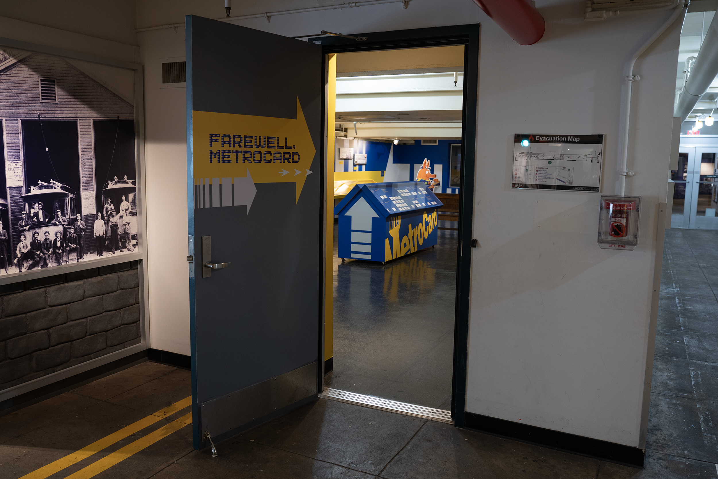 FAREwell, MetroCard door graphics leading into the Screening Room Gallery