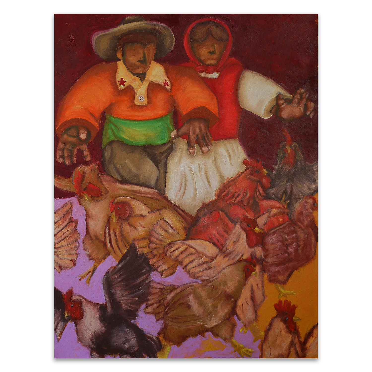 Out back in the Little Red Barn / 30in x 40in/ Oil  & Pigment Sticks on Canvas/ 2025
