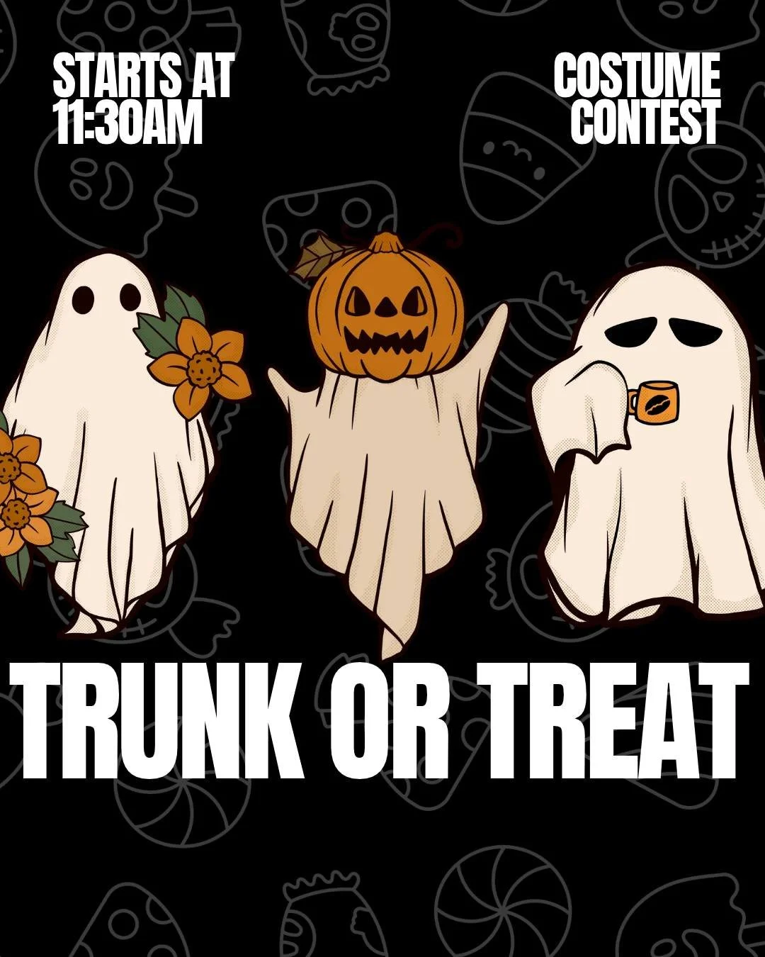 🎃 Our Trunk or Treat is almost here! Join us Sunday, October 25 at 11:30am, right after worship, for candy, community, and a whole lot of fun.

Sip some apple cider, grab a pumpkin cookie, and stick around as we announce the winners of our Halloween
