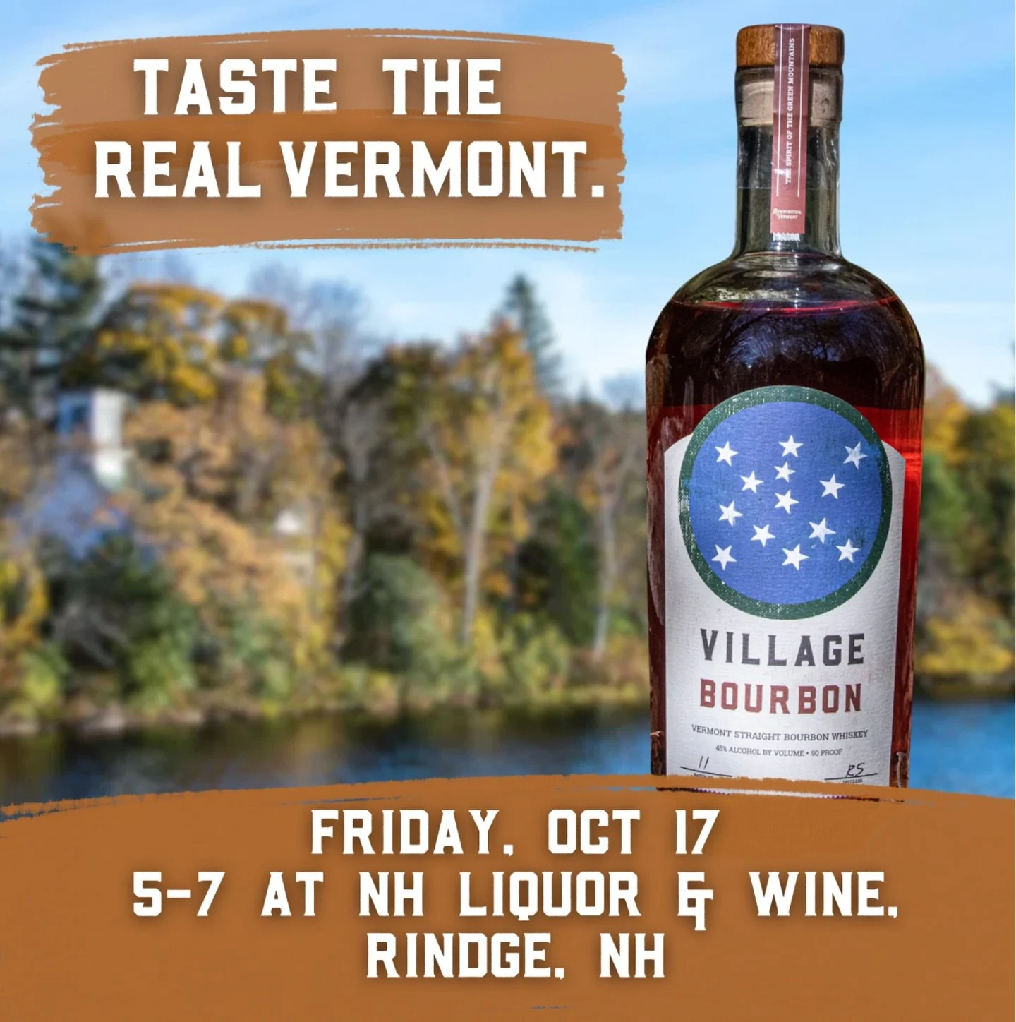 Taste the real Vermont. Join Village Garage Distillery today (Oct 17), from 5-7 at NH Liquor and Wine in Rindge NH, where we’ll be sampling our straight Bourbon and award-winning Bonfire Smoked Maple Bourbon. 
Make sure to stop on by and tell