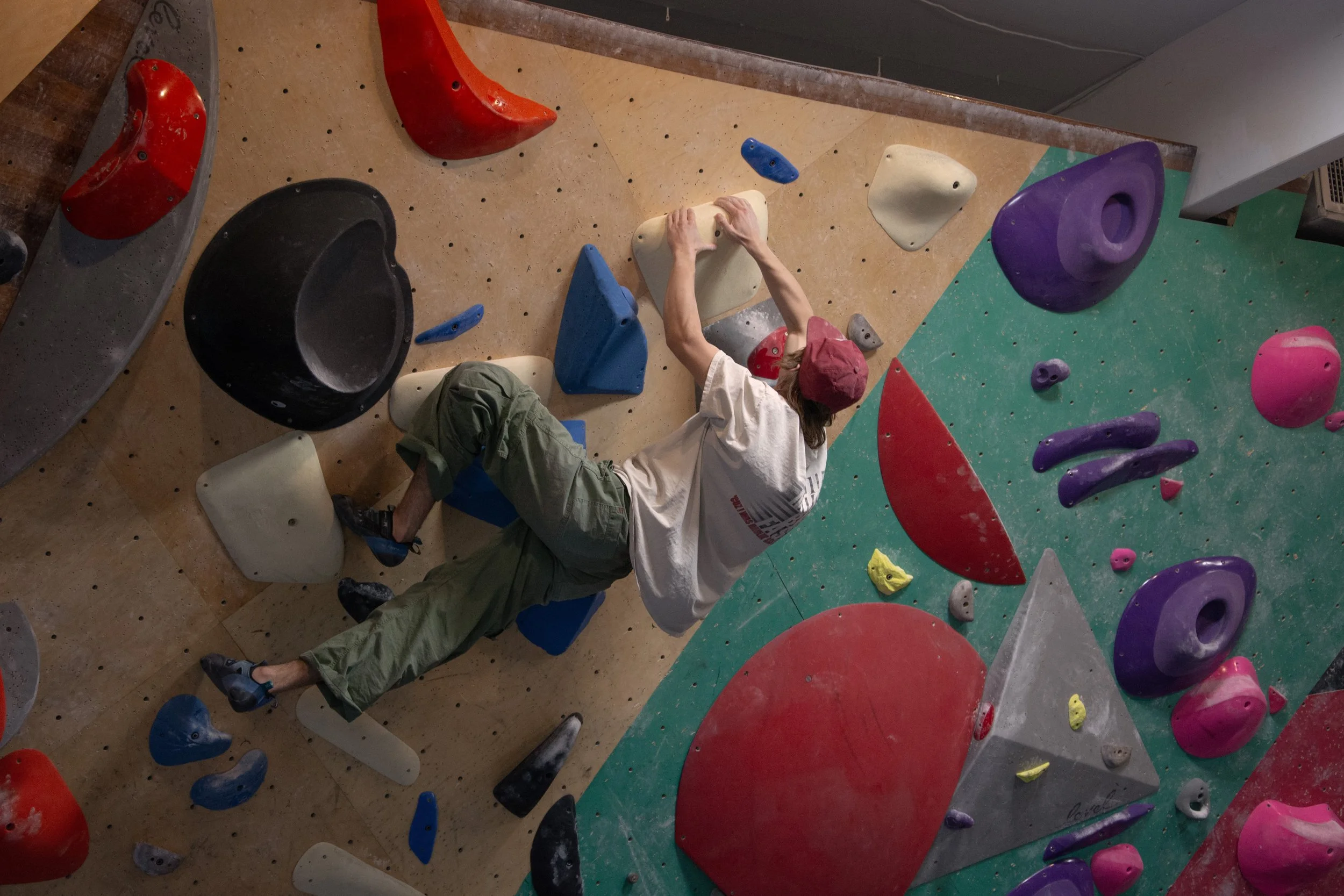 Kailas Sullivan foreruns a route for Boulder League, a 5-week long climbing competition held by Uplift Climbing in Shoreline, Wash.