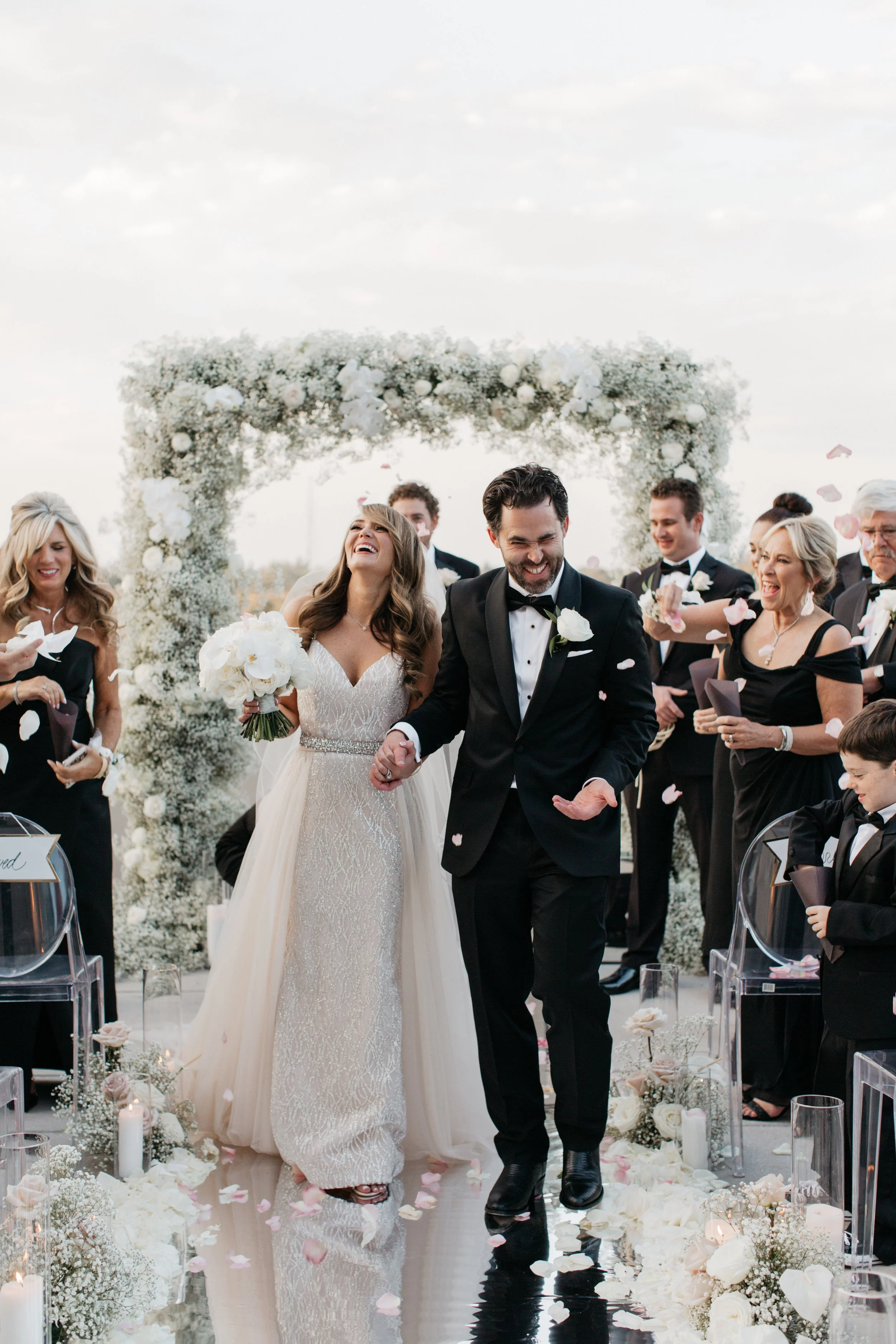 halcyon hotel denver wedding flowers babys breath arch