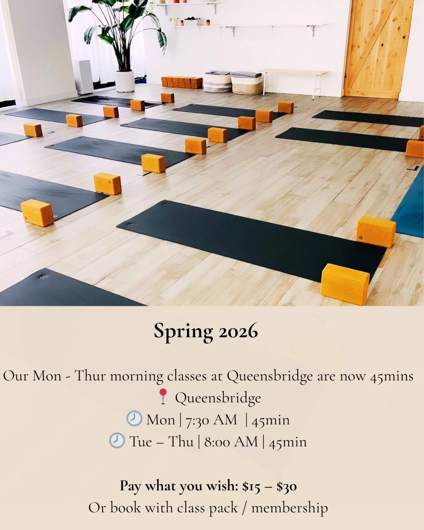🌼 Spring early birds 🌼 we see you &mdash; showing up before the sun, rolling out your mat while the city&rsquo;s still quiet. That dedication deserves something special.
 
This spring, we&rsquo;re offering Pay What You Wish pricing ($15&ndash;$30) 
