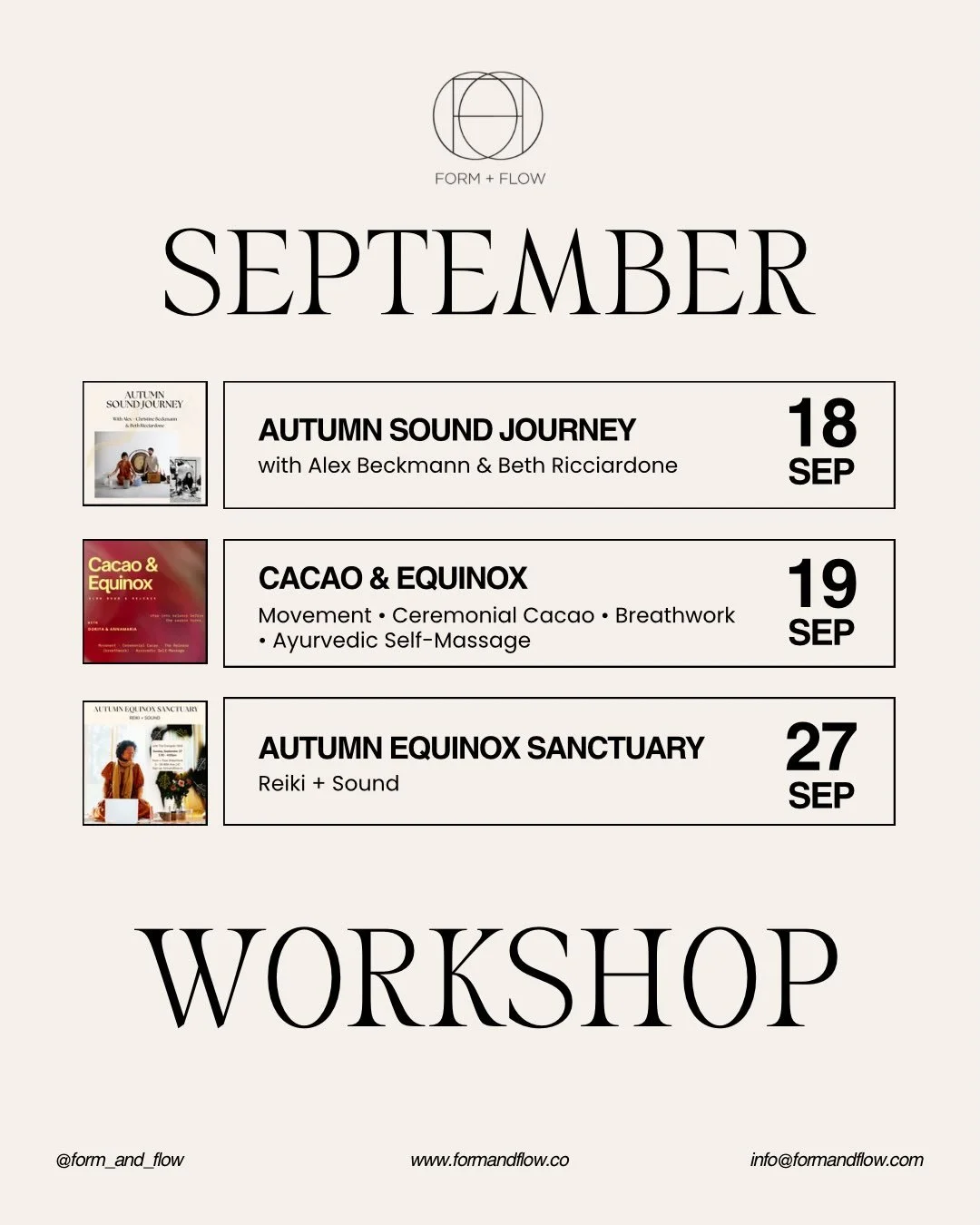 ✨ September is calling us inward. ✨

This month, we&rsquo;re creating space for sound, ceremony, and seasonal transition &mdash; three ways to gather, reset, and reconnect.

🌙 Sound Bath &mdash; Sept 18
Let the vibrations wash over you and settle yo