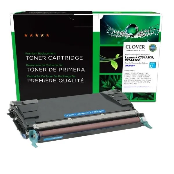 Lexmark C734A1CG Compatible Cyan Toner Cartridge - 6000 Page Yield