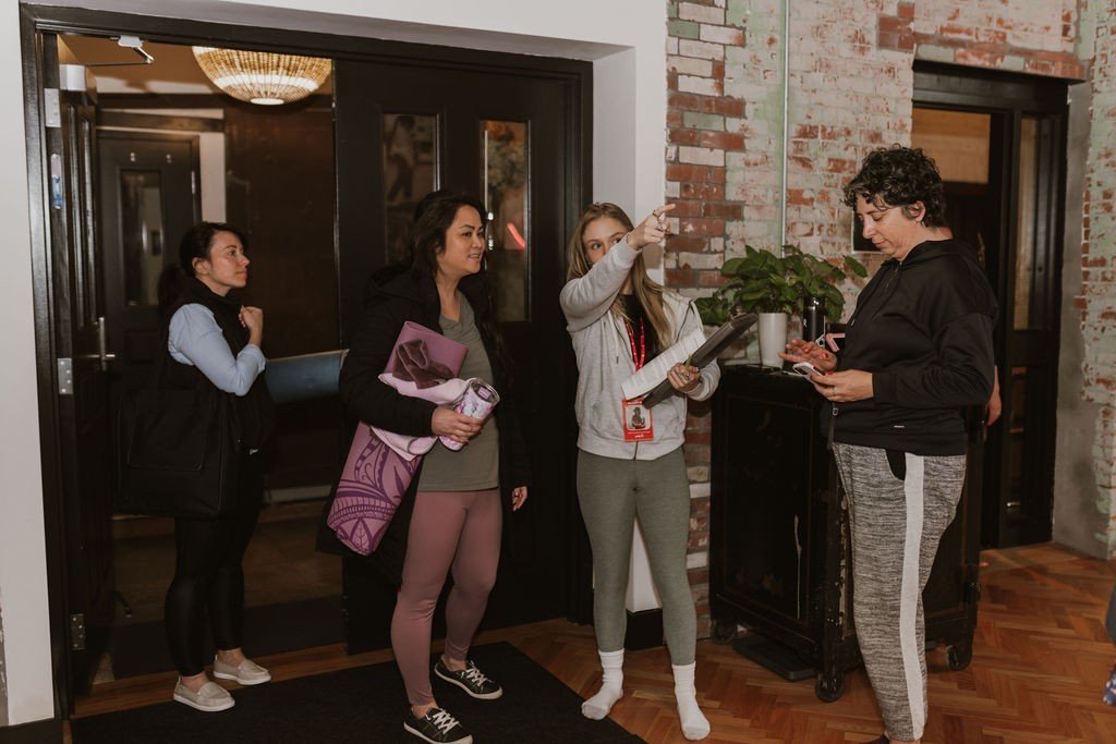 Students arrive for a yoga class held in partnership with @Yelp_RI.  One of the Yelp Elites left us this review. 🥰⁠
⁠
&quot;Entering Shri I felt so invited, welcomed, embraced in happiness and light....their staff are so sweet and caring. Hearing wh