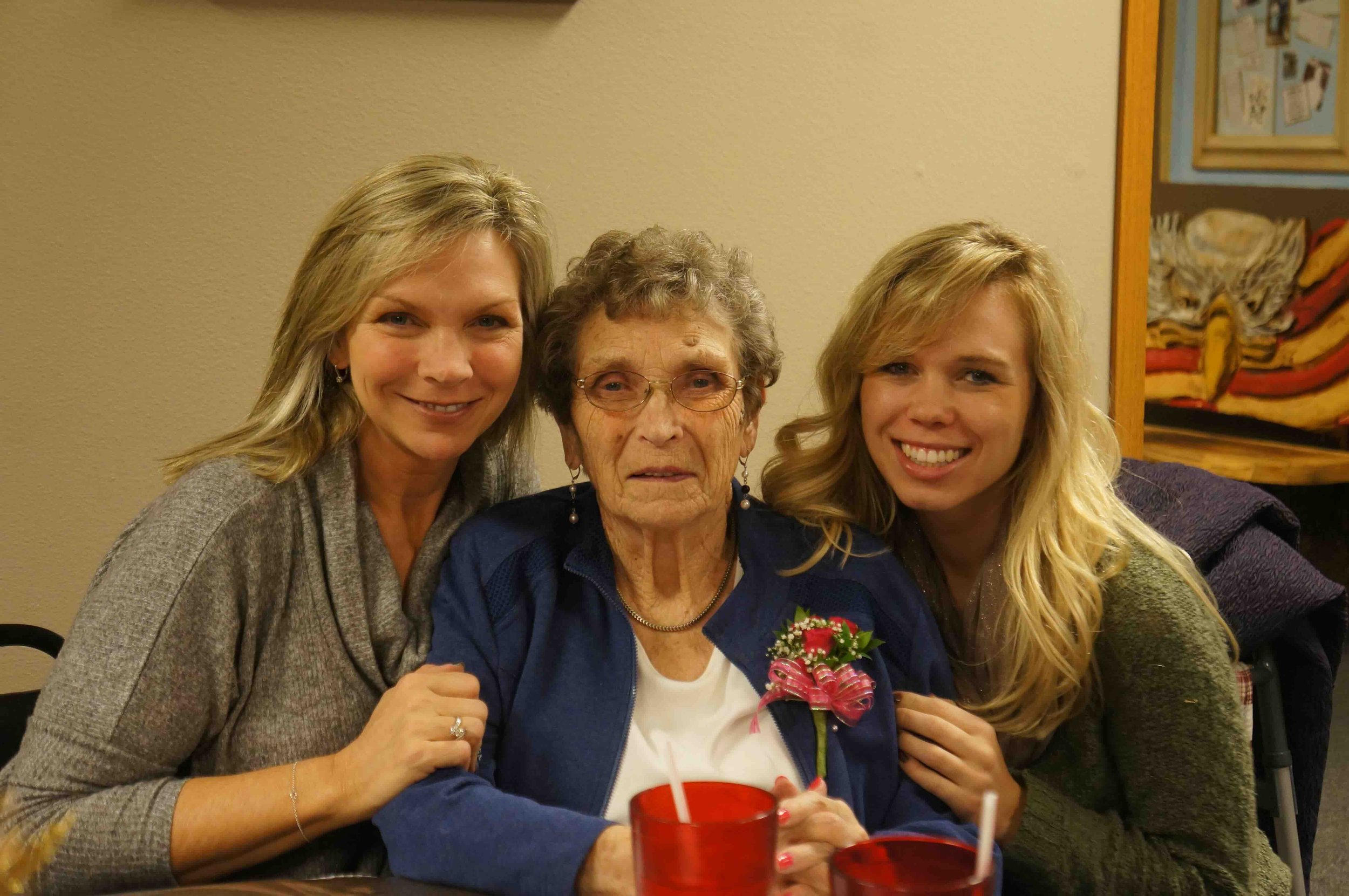 Julie Kraft, Margaret Kraft, and Brie Shouppe posing for photo