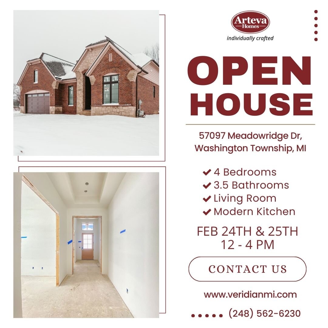 OPEN HOUSE!

Come see our newest home at the Villas at Veridian this weekend February 24th &amp; 25th from 12 - 4 PM.

This home is a beautiful detached ranch style home that is set to be available May 2024! 

The spacious family room, dining area, a