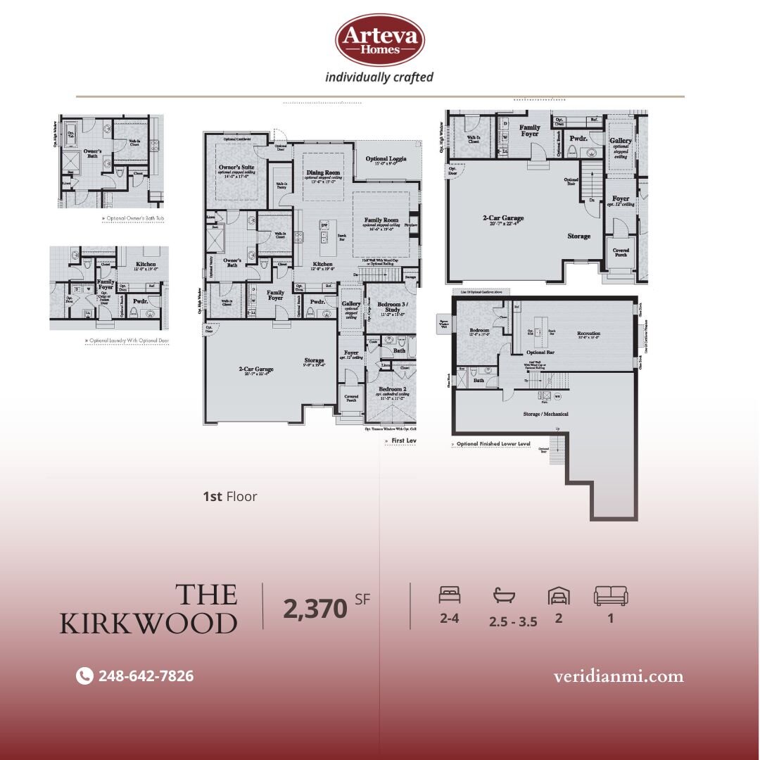 Introducing the Kirkwood floorplan - a luxurious haven of comfort and style!

Featuring 2 to 4 bedrooms and 2.5 to 3.5 baths, this Ranch-style beauty boasts over 2,300 square feet of meticulously designed living space, including a fully finished lowe