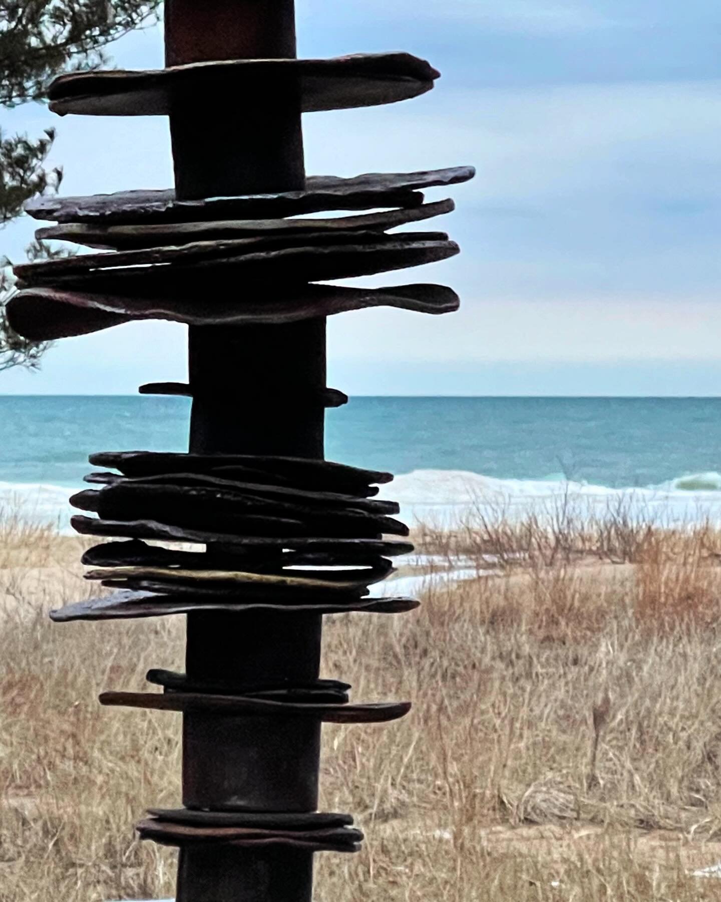 This totem is one of several installed in sculpture parks around the state. I think about my totems as messengers holding space for meditation on the perimeters and edges of our potential; the horizon line where hope meets the known and the unknown. 