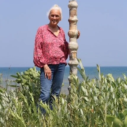 &lsquo;Incarnate&rsquo; totem is hand coiled vessels wood fired in Justin Lambert&rsquo;s Anagama kiln, 2021. First photo shows it today with dune and beach grasses. Second photo shows it when first installed and the beach was still groomed. That&rsq