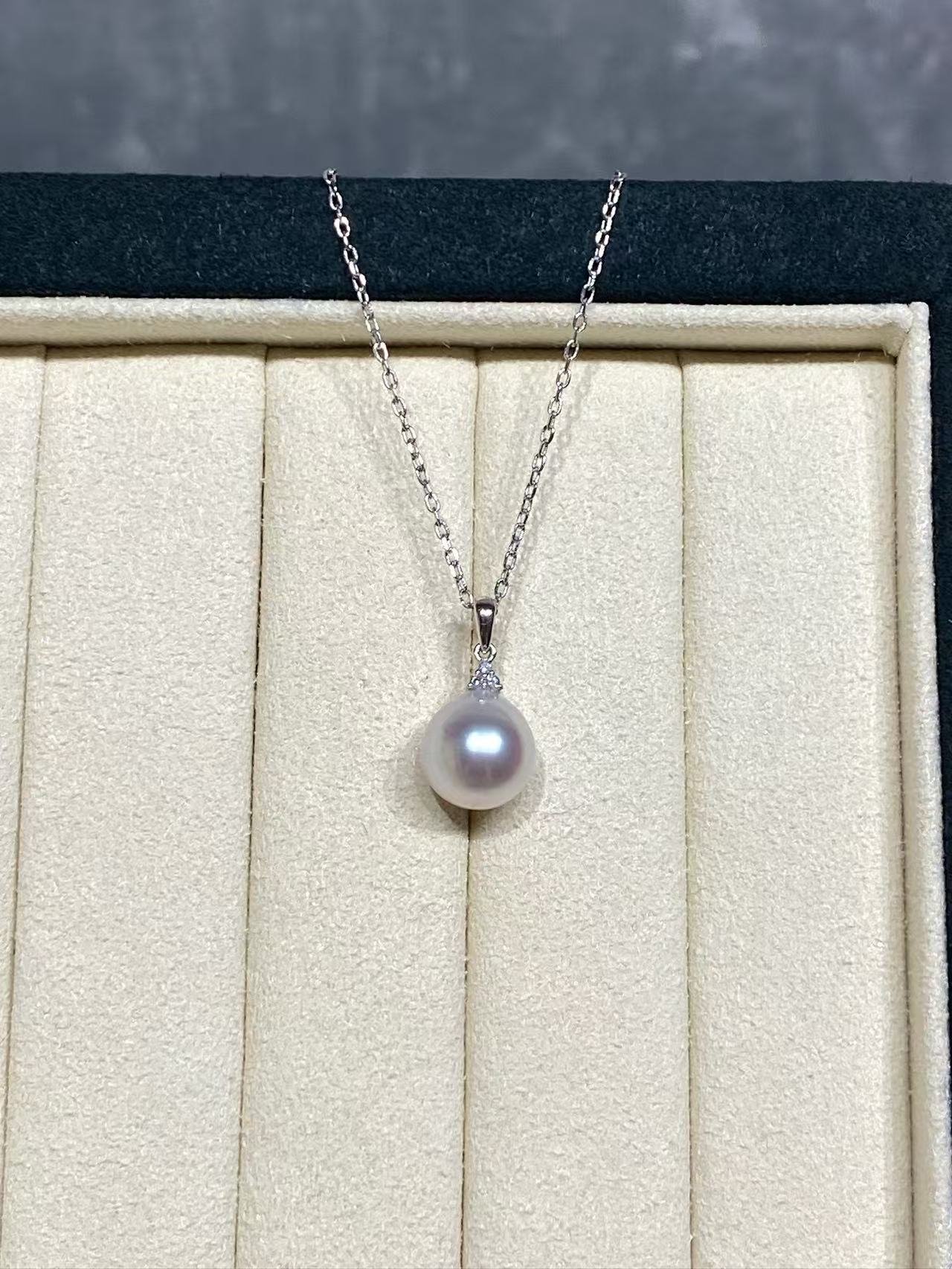 18K White Gold&Diamond South Sea White Cultured Pearl Pendant