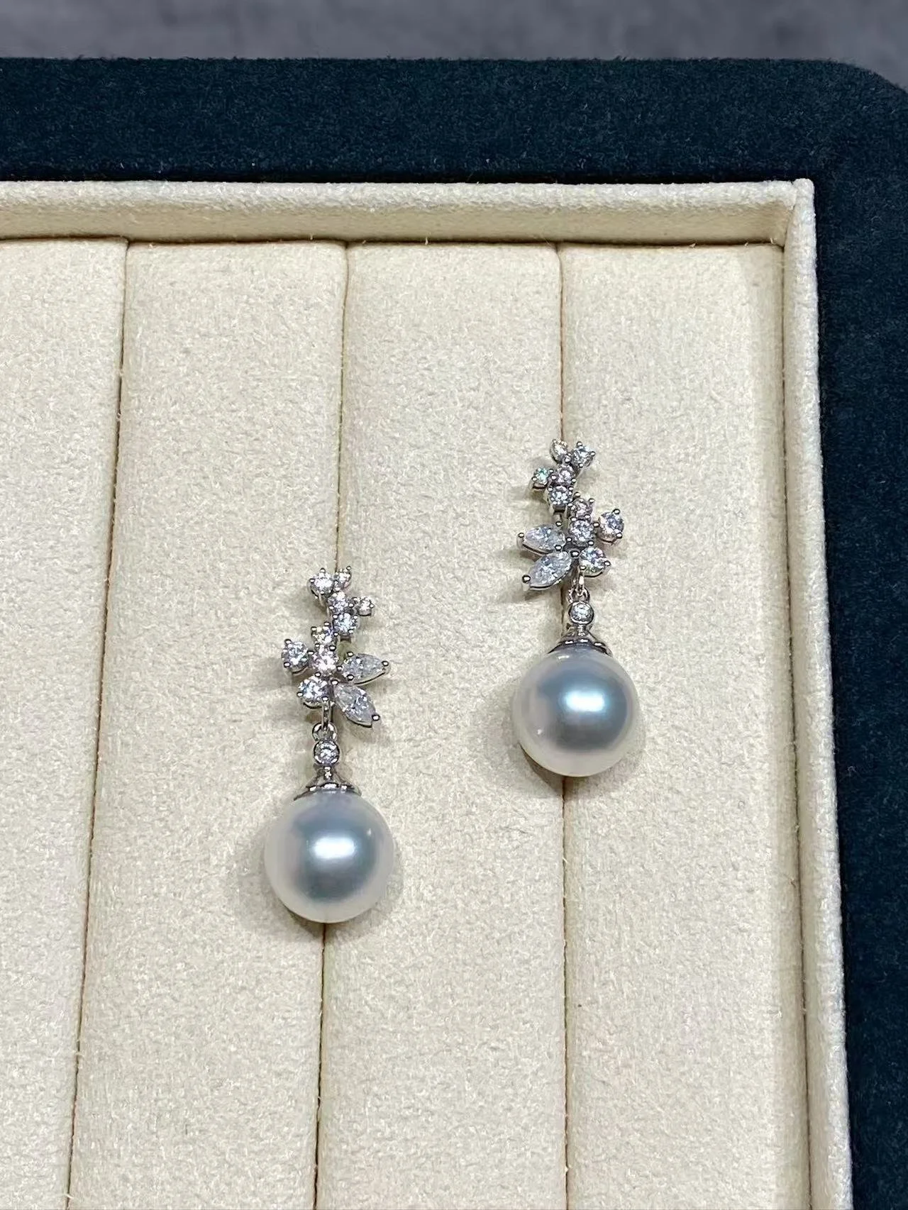 18K White Gold South Sea White Cultured Pearl Earrings