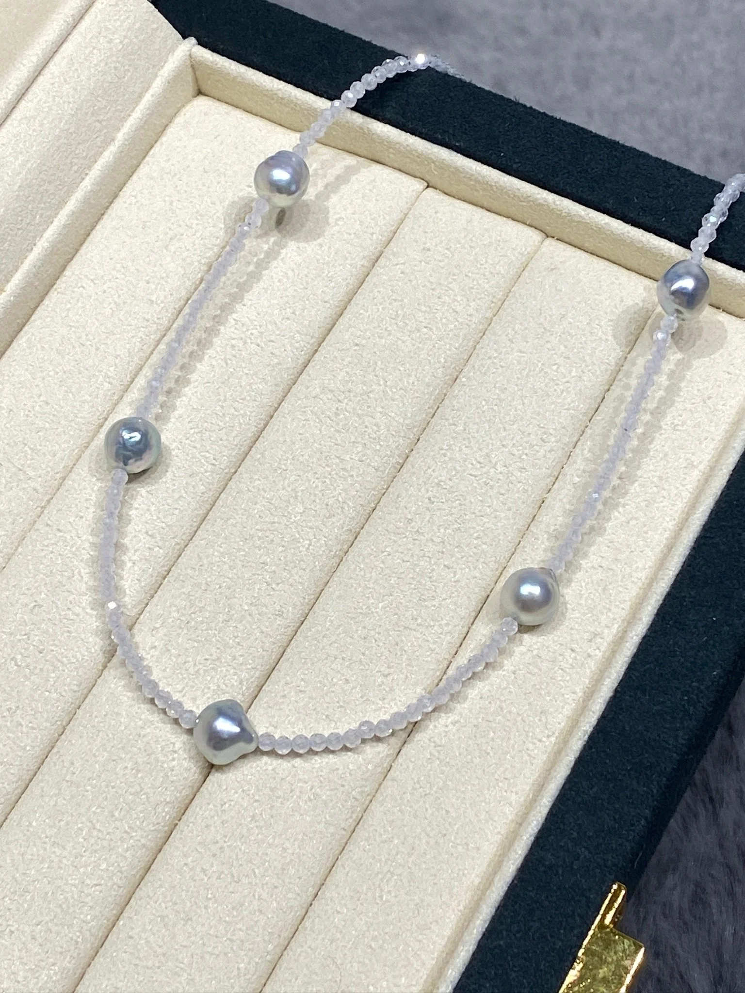 S925 Clear Quartz Akoya Baroque Cultured Pearl Necklace
