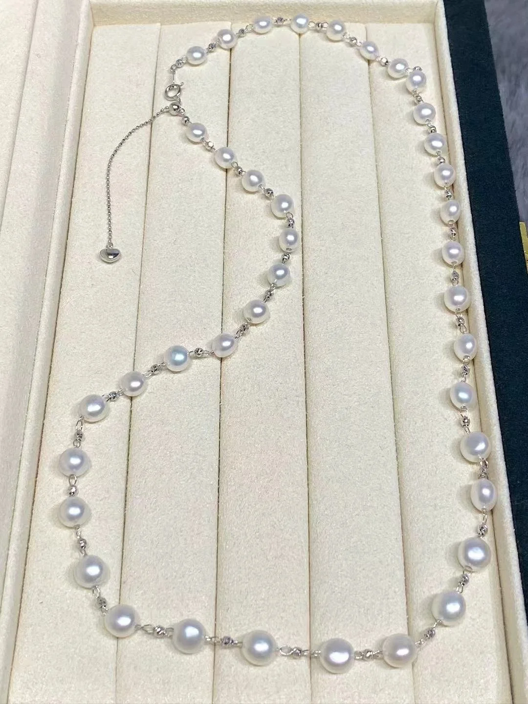 18K White Gold South Sea White Keshi Cultured Pearl Necklace