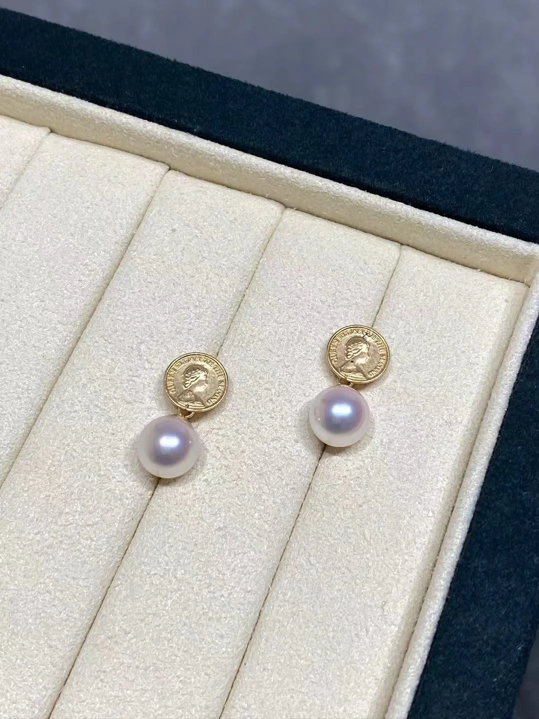 18K Yellow Gold Akoya Keshi Cultured Pearl Earrings