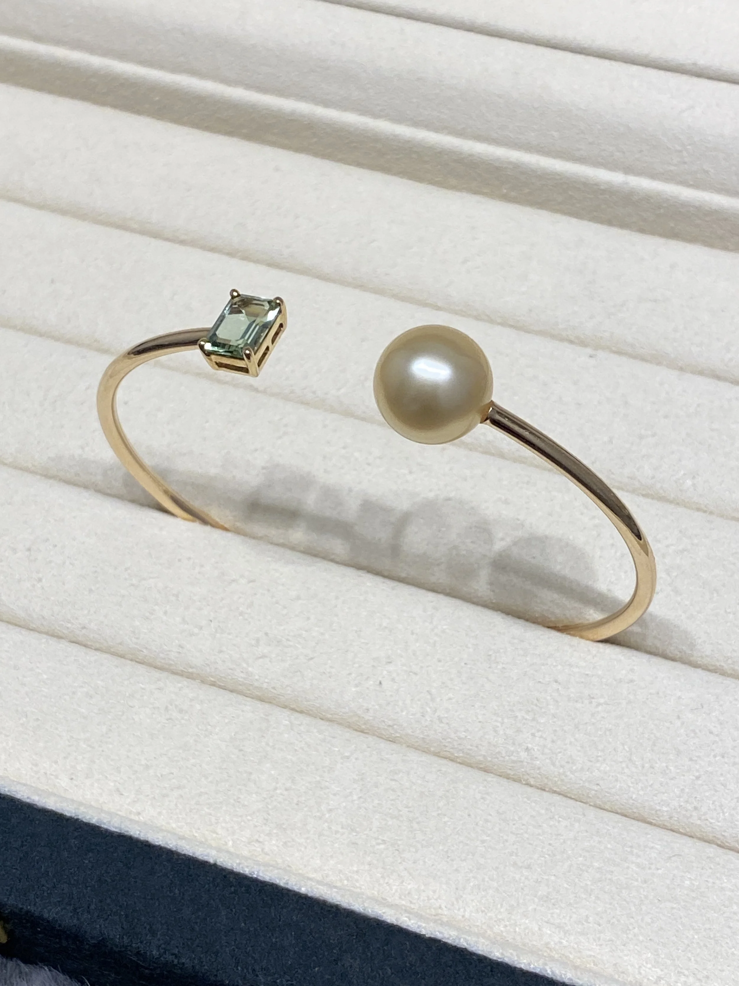 18K Yellow Gold&Tourmaline South Sea Golden Cultured Pearl Bracelet