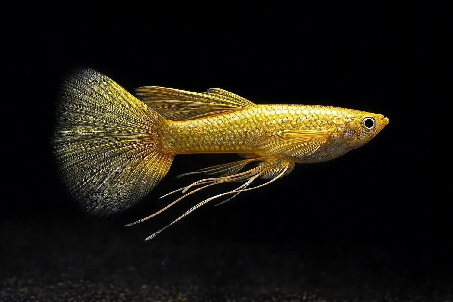 Full Gold 24K Guppy Live Fish - Premium High-Color Strain, Active & Hardy Tropical Aquarium Fish, Vibrant Gold Body, Live Arrival Guarantee (Pack of 10)