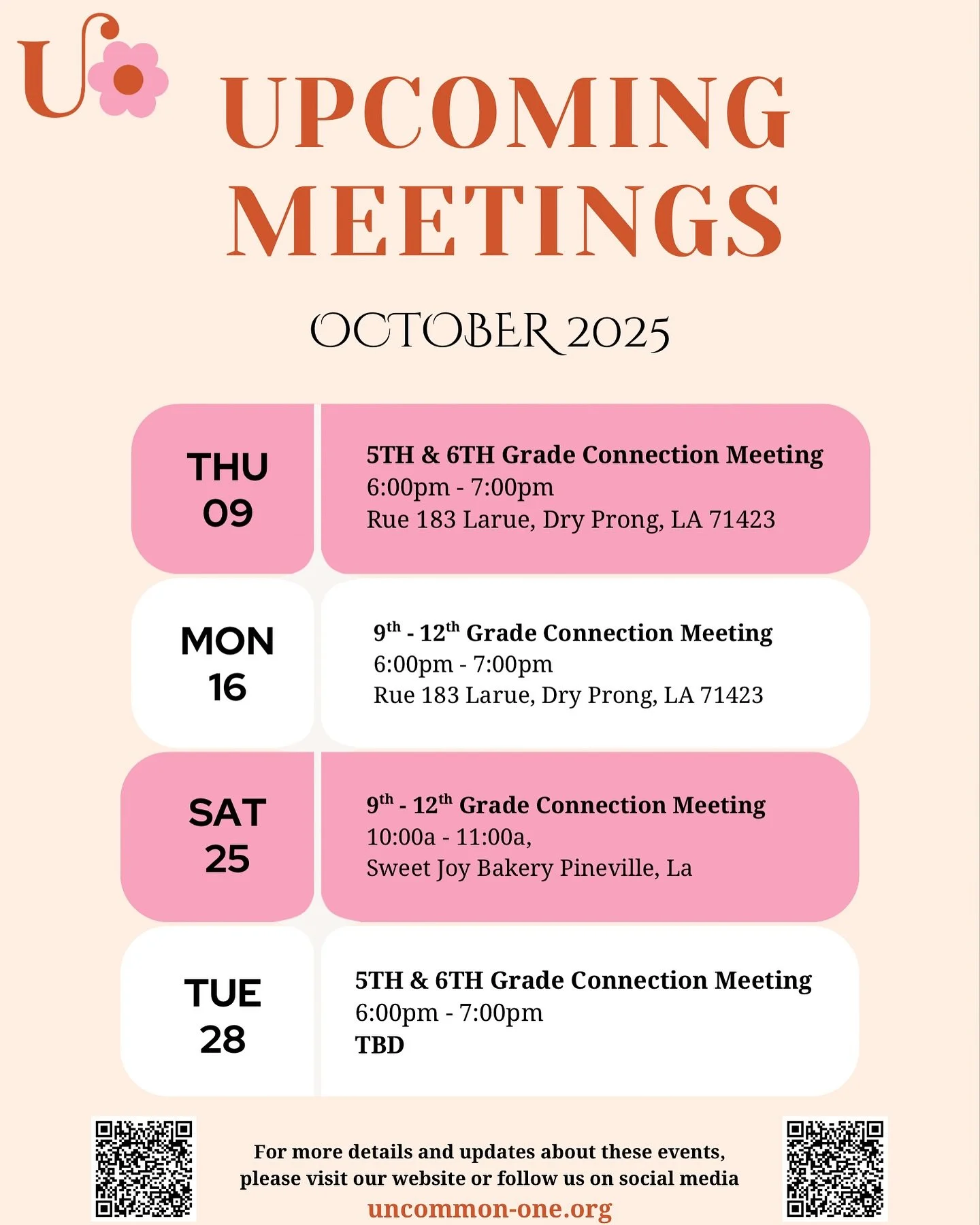 Our October Connection Meetings kick off this week and we couldn&rsquo;t be more excited 💕

These monthly gatherings are designed to help our girls grow in faith, confidence, and purpose through mentorship, community, and real conversation. 

📅 Reg
