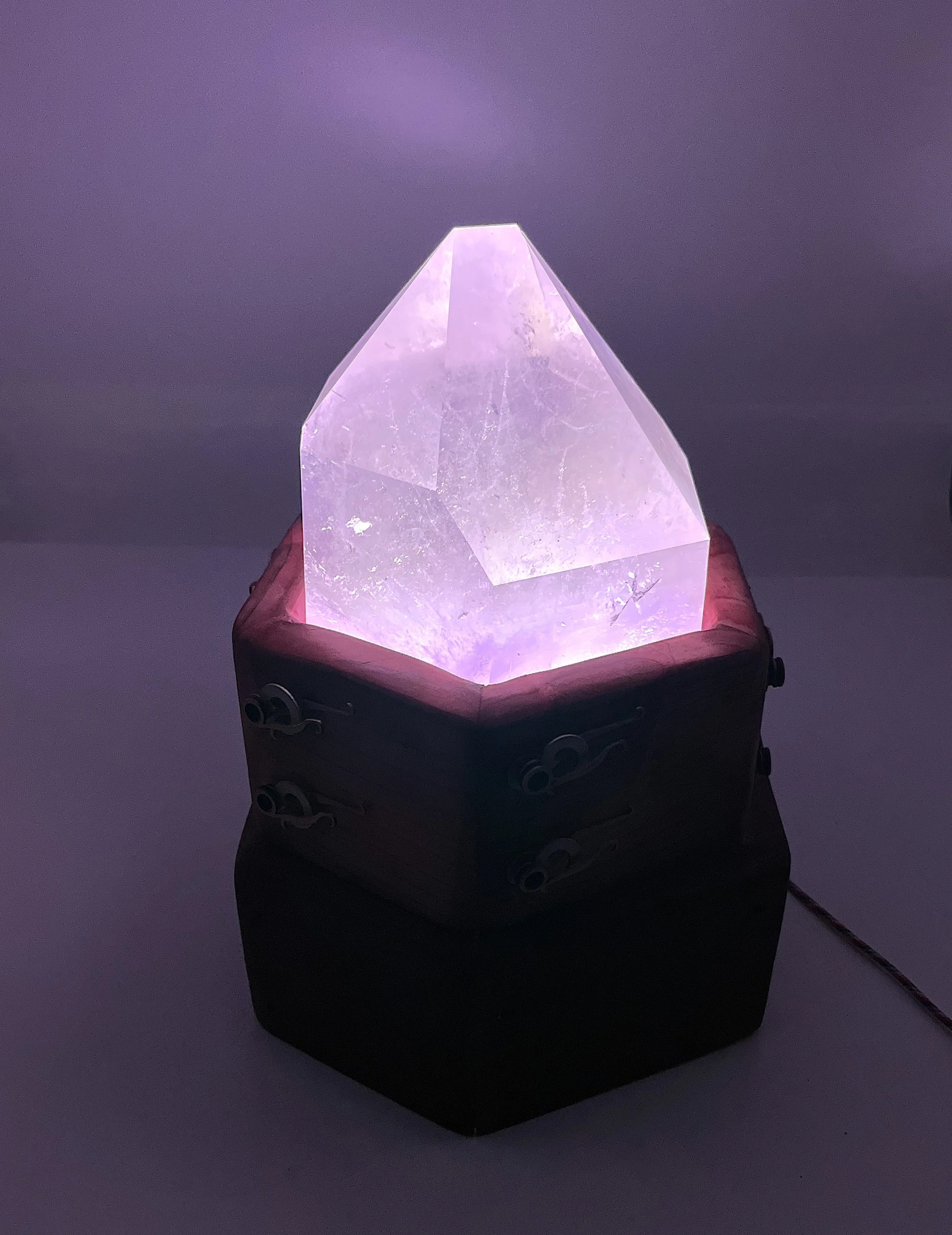 Illumined Coleman Quartz with Charged Redwood Pedestal