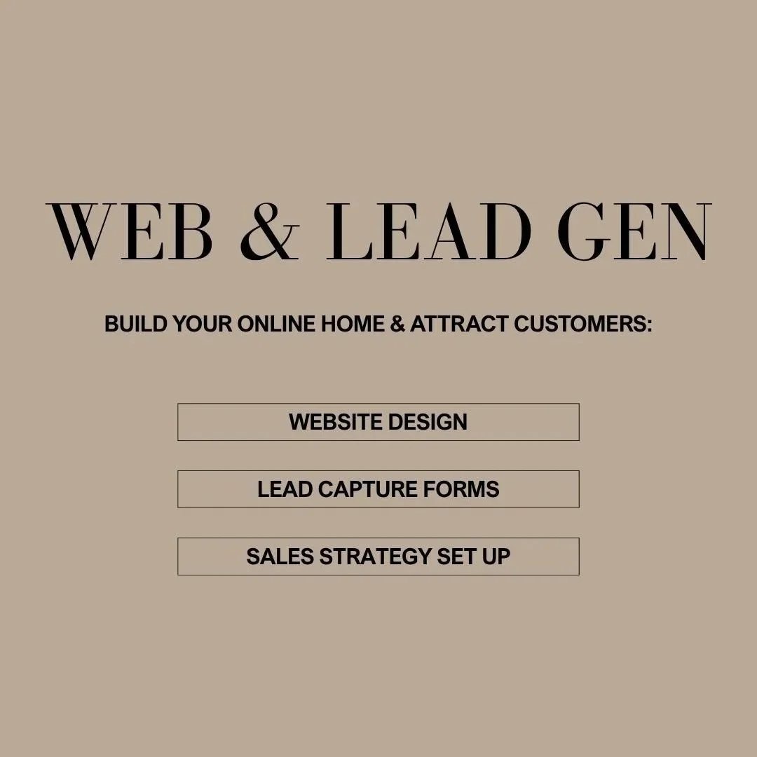 Marketing flyer for a web and lead generation service with options for website design, lead capture forms, and sales strategy setup.