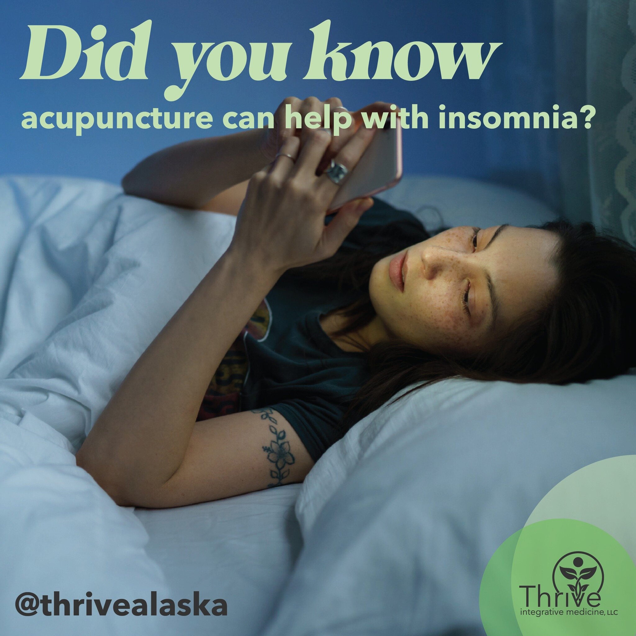 Most people know that acupuncture can help with pain and musculoskeletal issues, but did you know it can also help with insomnia?

Losing sleep can have adverse impacts on both your mental and physical health. Your acupuncturist will ask you question