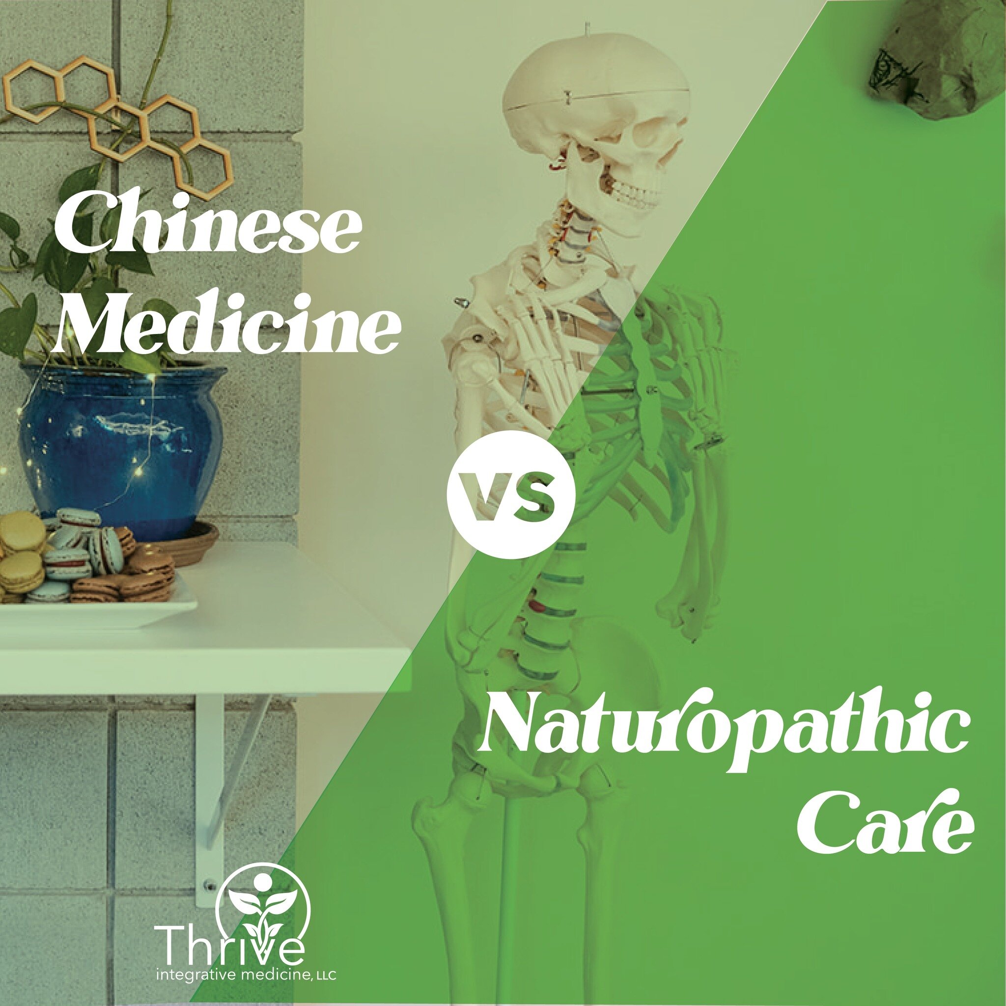 Both Chinese medicine and Naturopathic care are natural and effective forms of healthcare offered at Thrive Integrative Medicine, but how are they different?

Chinese medicine differs from Naturopathic care not only in the tools that are used for tre