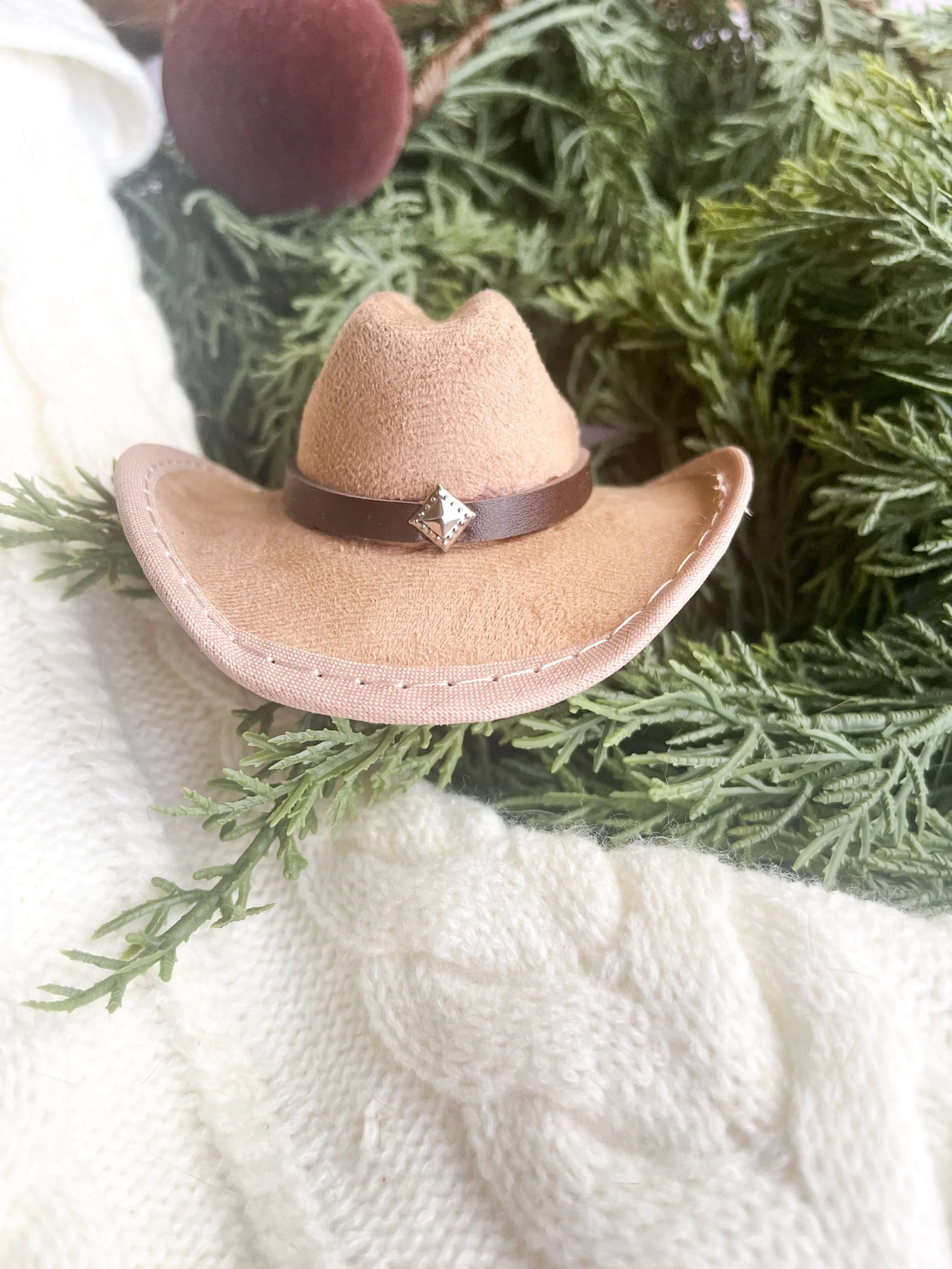 Vegan Suede Boho Cowboy hat Western Style Personalized Vegan Suede Hats, Boho Style Hats  main image 4