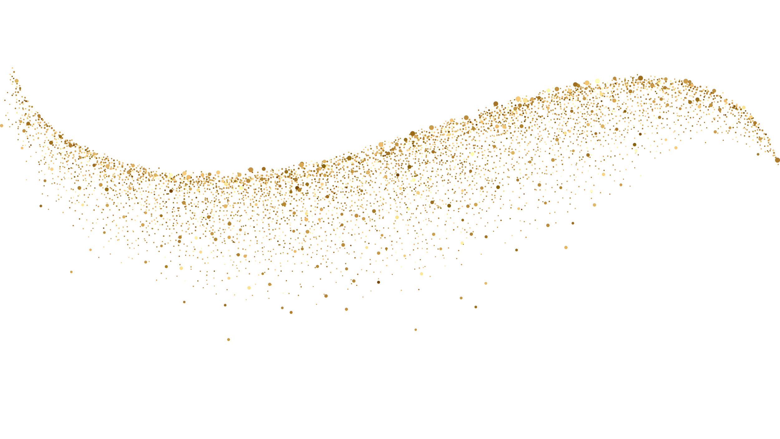 Gold glitter particles forming a wavy pattern on a black background.