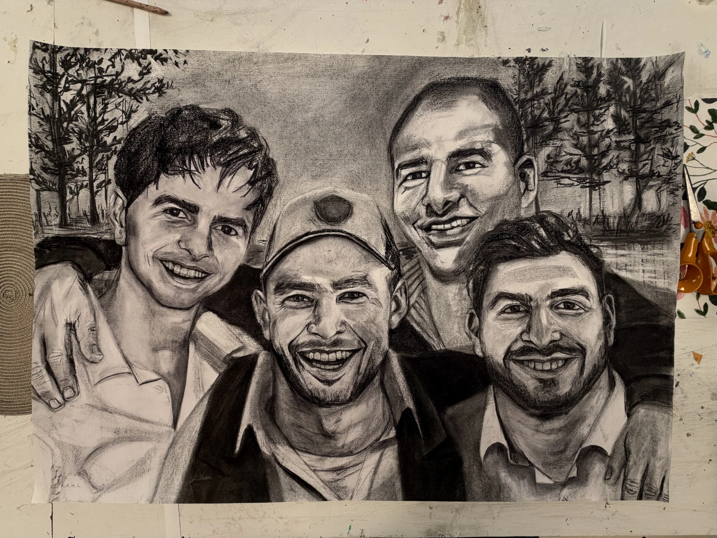 BROTHERS, charcoal drawing by professional artist Mica Stojanovic