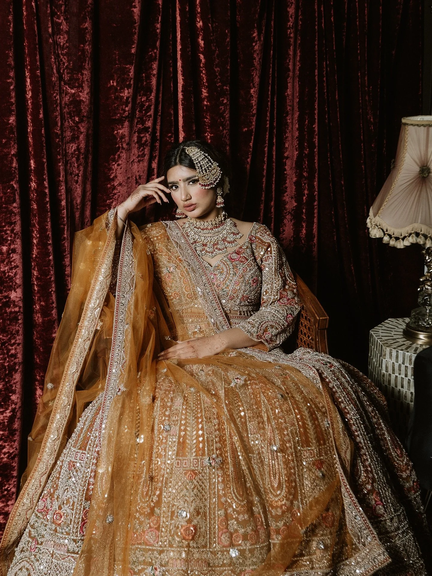 A cinematic take on velvet &amp; gold &mdash; hand-worked detail, quiet light, and modern calm.

Photo studio: @isadorastudioss 
Hairstylist: @stylebyveen 
MUA: @marigoldstudio_ 
Outfit: @carmacanada.official 
Jewelry: @rnr_jewellerss 
Model: @jayasj