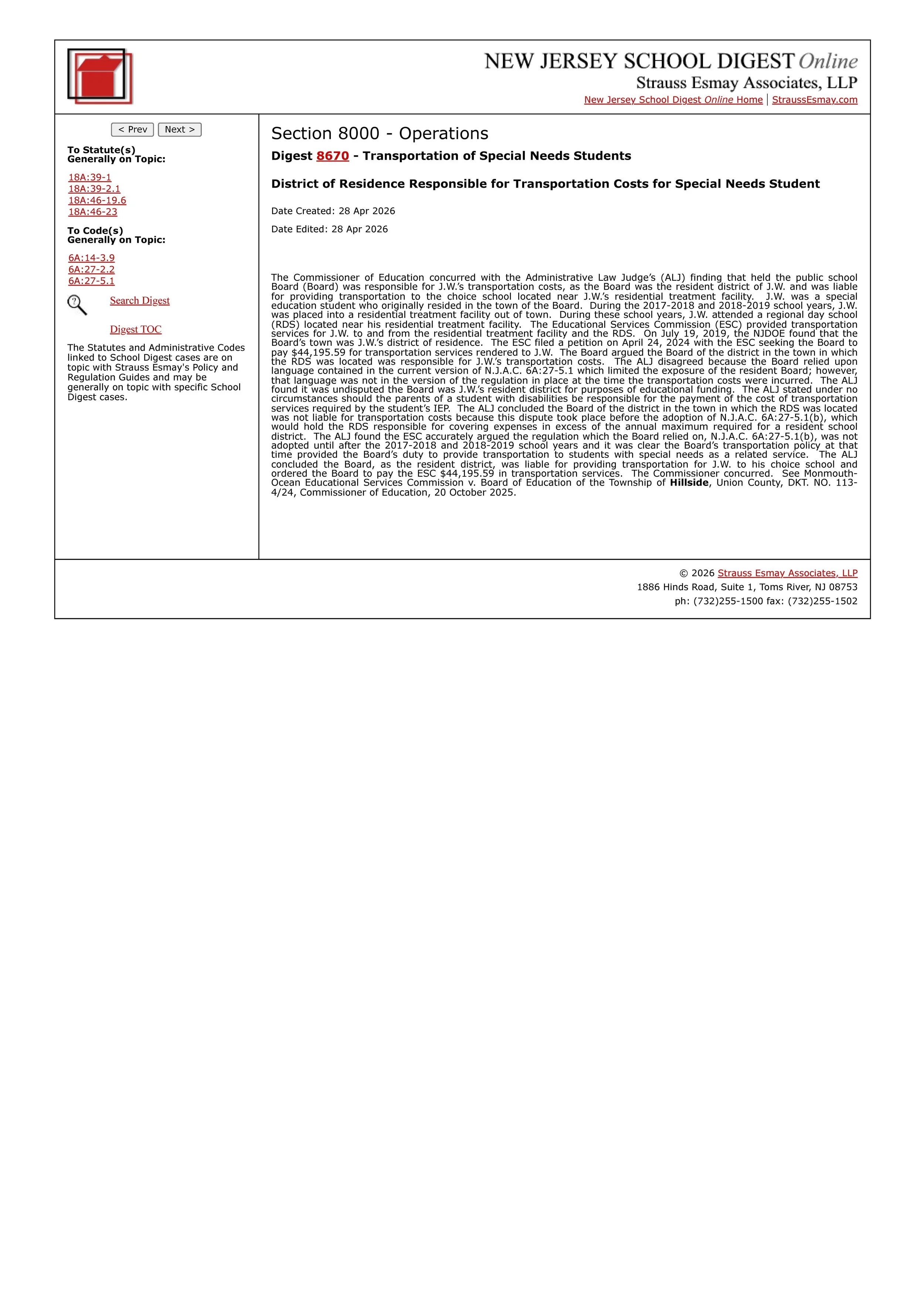 Partner Christopher Buggy, Esq. Secures Successful Outcome on Behalf of Monmouth Ocean Educational Services Commission