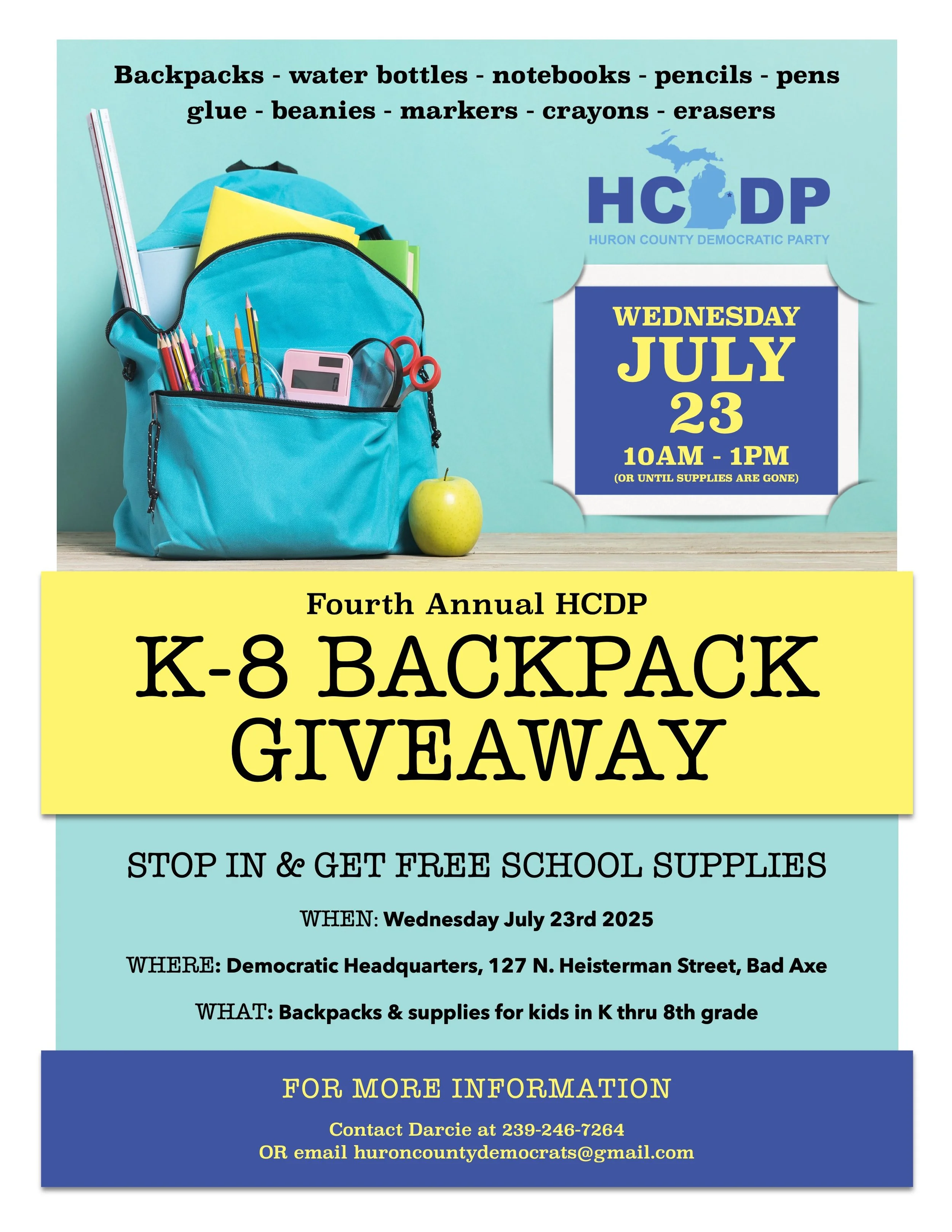 K-8 Backpack Giveaway