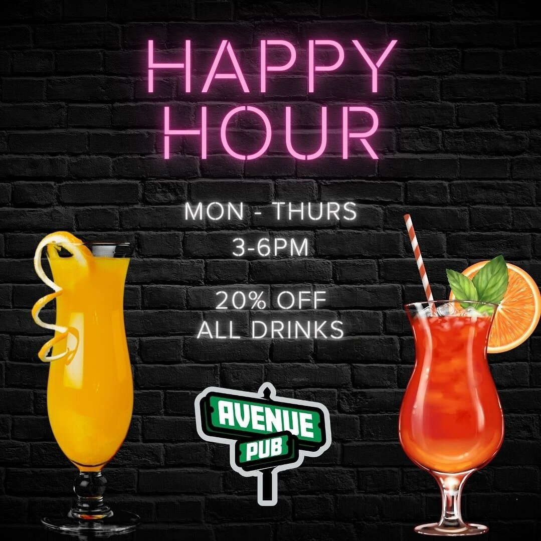 Join us for happy hour Monday through Thursday from 3-6PM for 20% of all drinks! 🍹 

#maplewoodnj #maplewood #southorangenj #southorange