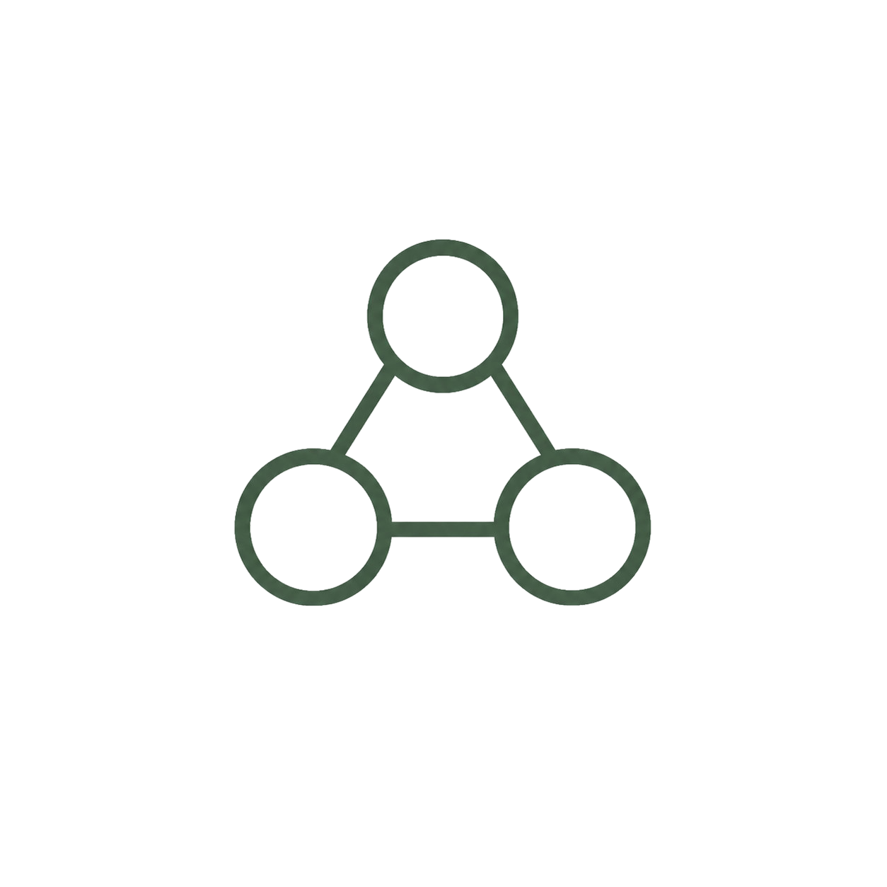 Diagram of a hierarchical structure with three interconnected circles, one at the top connected downward to two circles.