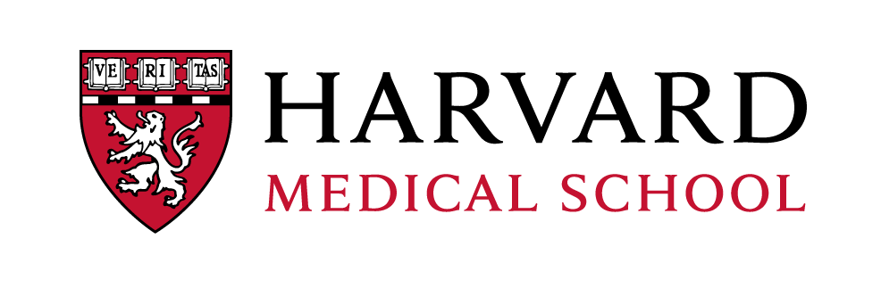 Harvard Medical School emblem with a shield featuring a lion and the word "Veritas" above, alongside the words "Harvard Medical School".