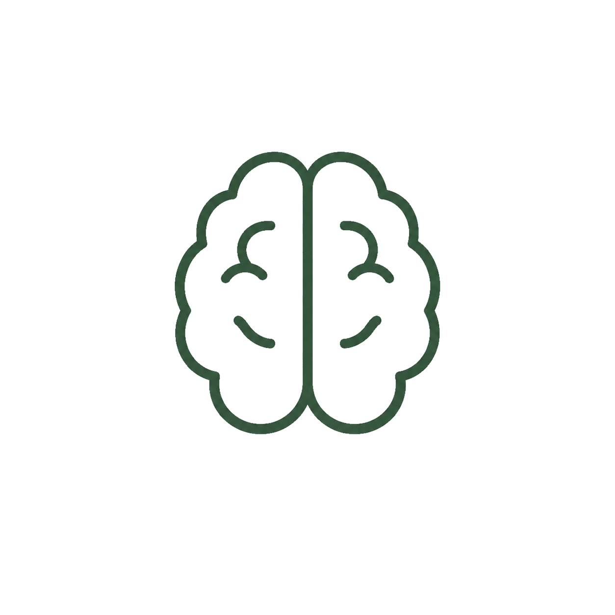 An illustration of a human brain outlined with a light green color, depicted in a simple line art style.