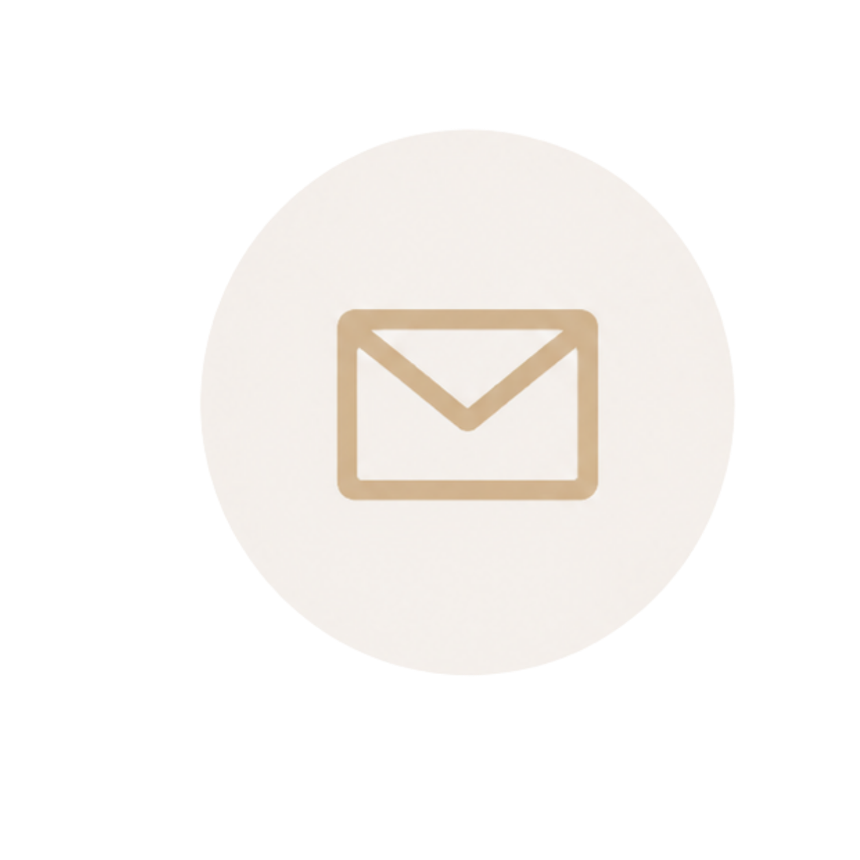 Email icon inside a white circle, with a beige outline of an envelope.