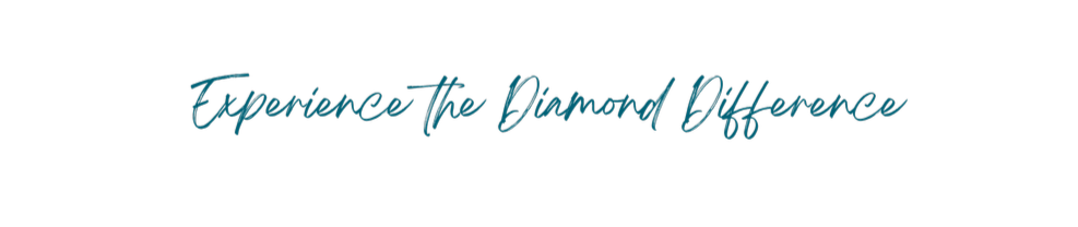 Text on black background reads 'Experience the Diamond Difference' in blue cursive font.