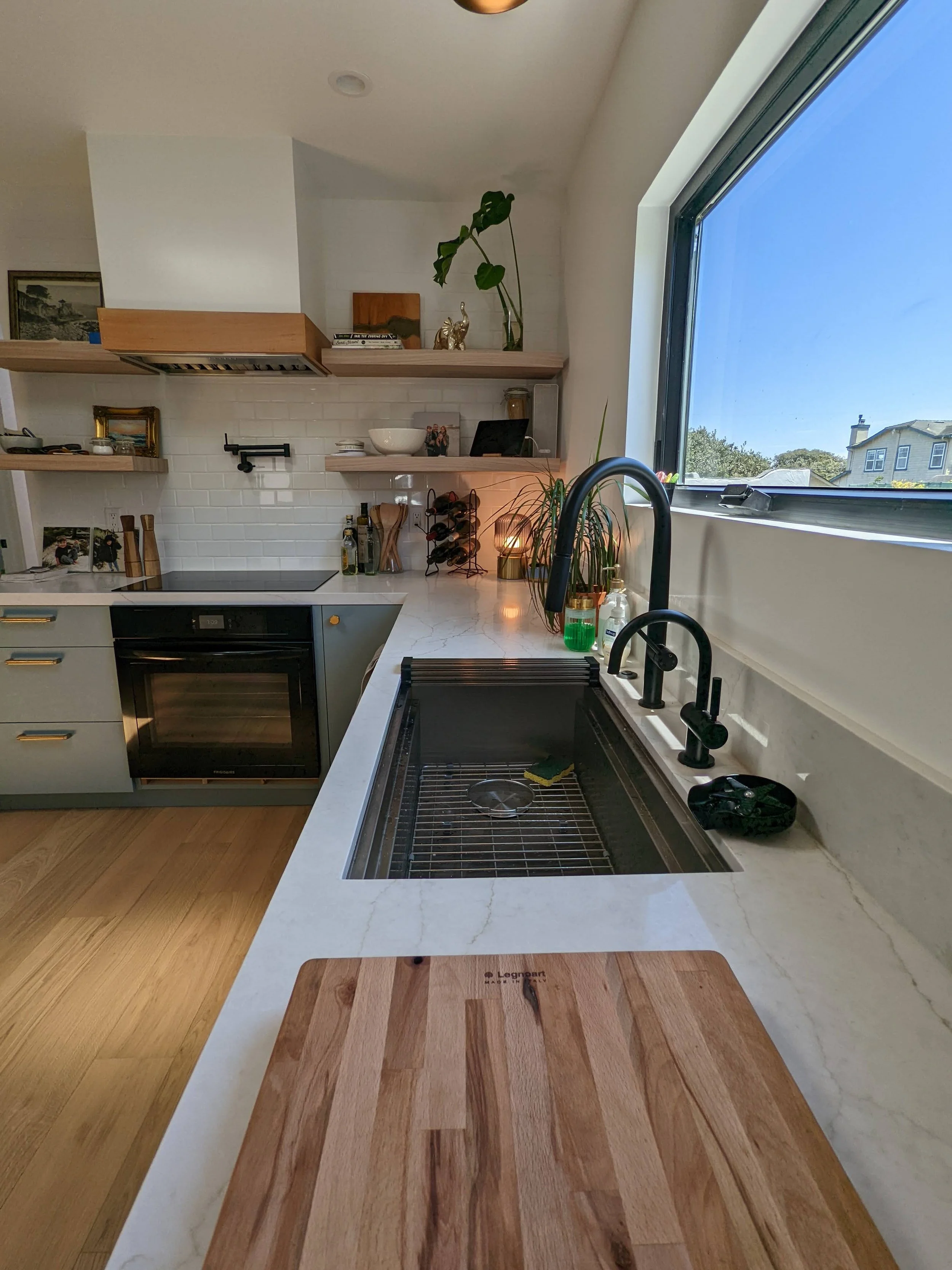 Ruvati workstation sink with instant hot water and cup cleaner. 